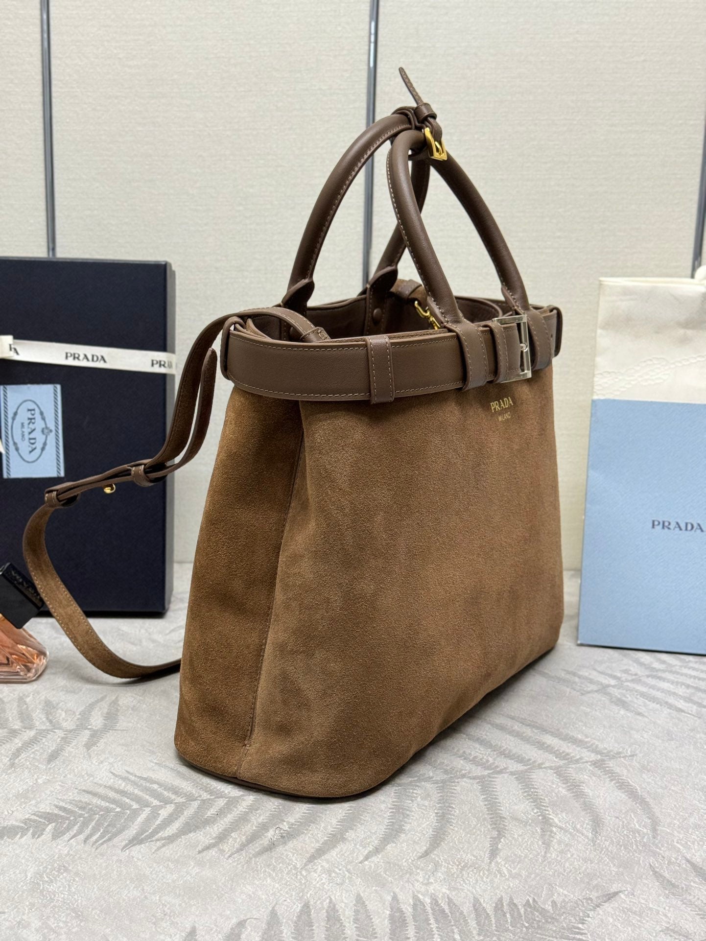 ๐ New Large Tote Bag - Premium Suede & Lambskin Women's Handbag | Detachable Adjustable Strap + Extra Band | 38cm Minimalist Shoulder Bag