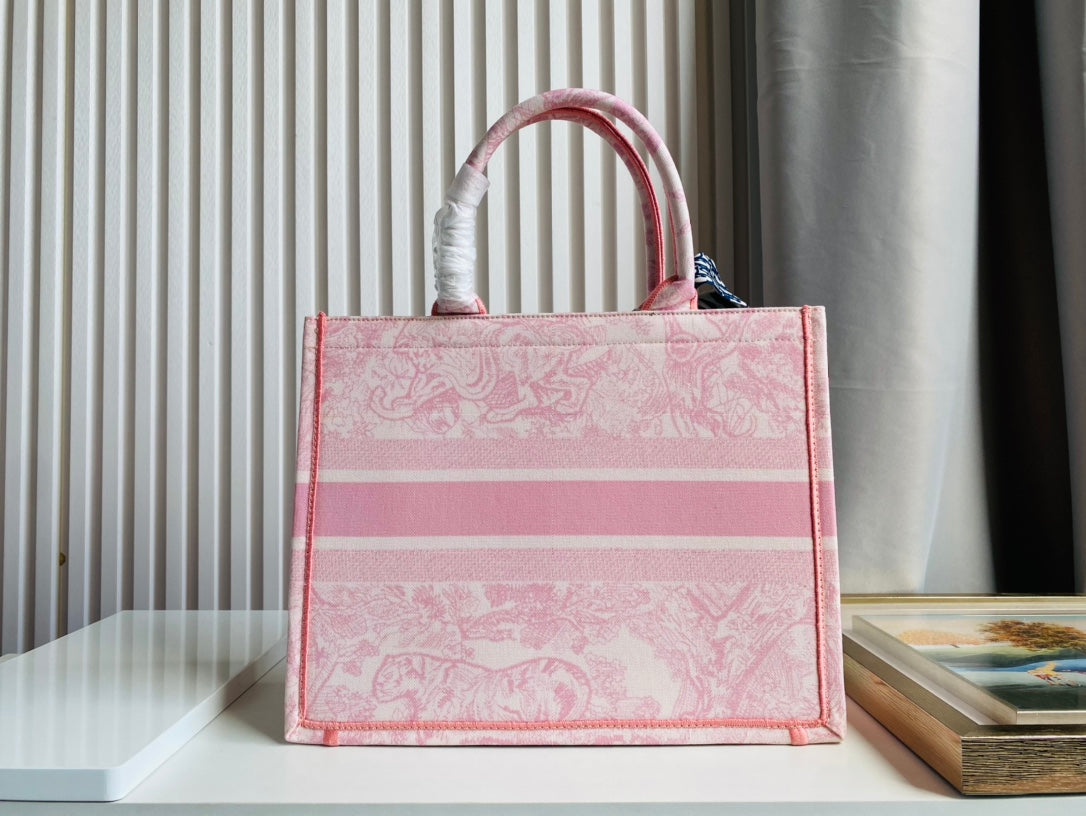 Dior Inspired Pink Tote Bag Elegant Printed Handbag with Large Capacity
