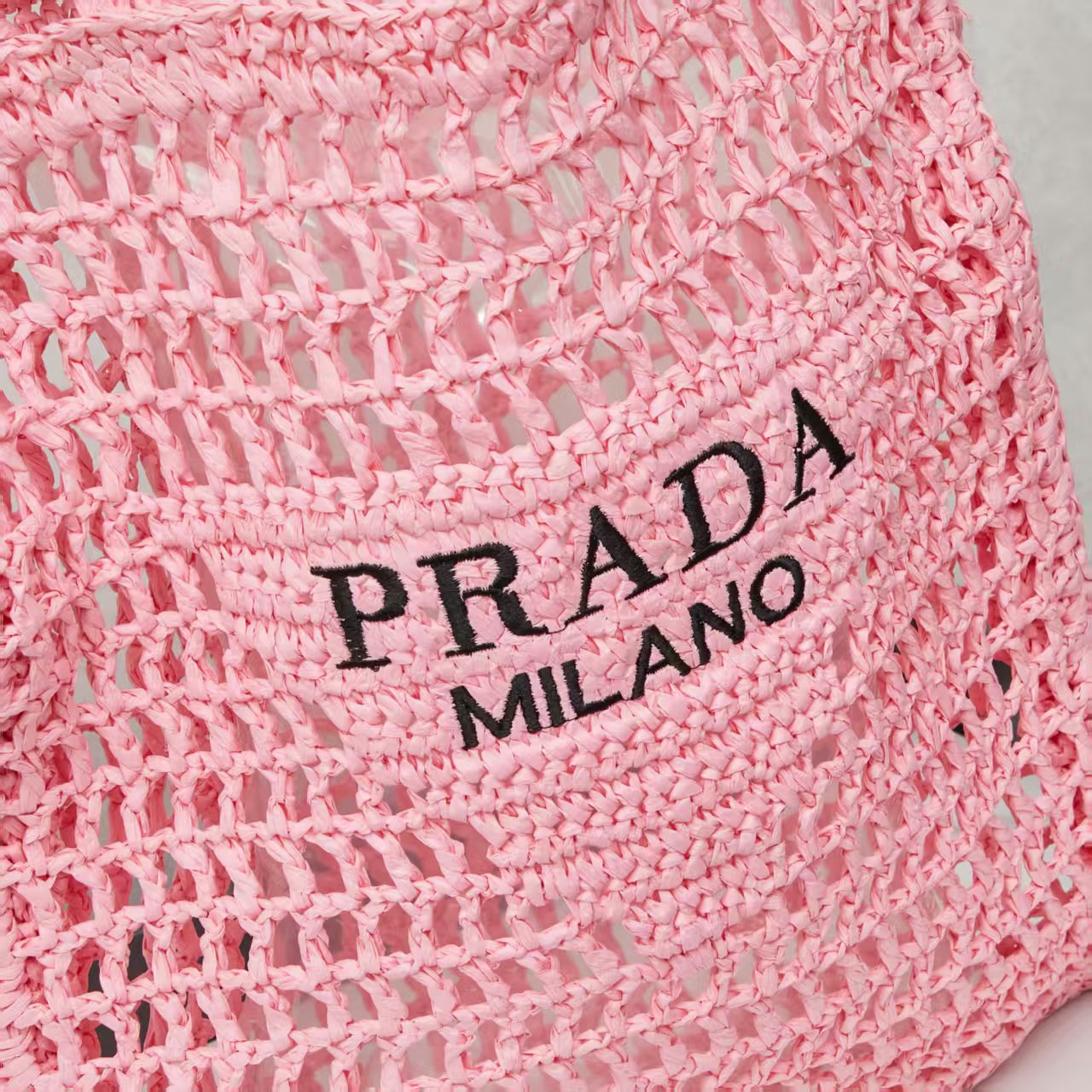 🔥 Deconstructed Raffia Tote Bag | Embroidered Prada Triangle Logo | Lightweight Summer Essential