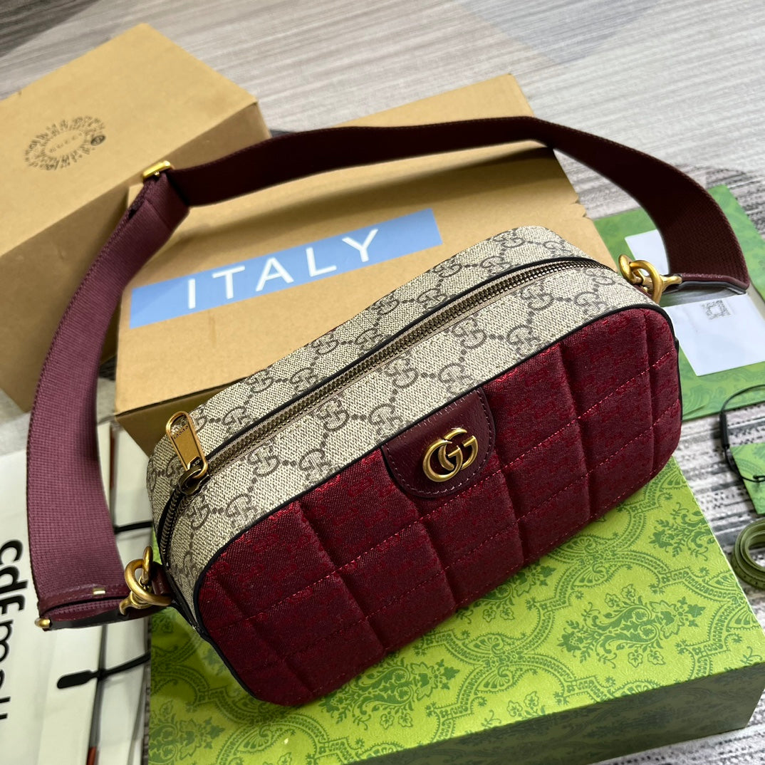 Designer Burgundy Handbag - Original Factory Quality, Real Photos, 24×15×7cm