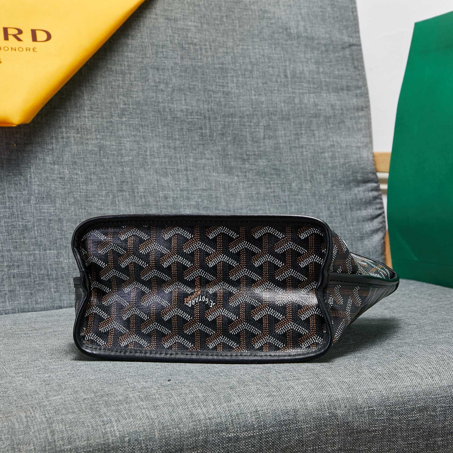 Goyard-Style Dual-Sided Mini Reversible Tote Bag – Premium Full-Grain Leather & Linen, Top-Quality Luxury Shopping Bag with Stainless Steel Hardware