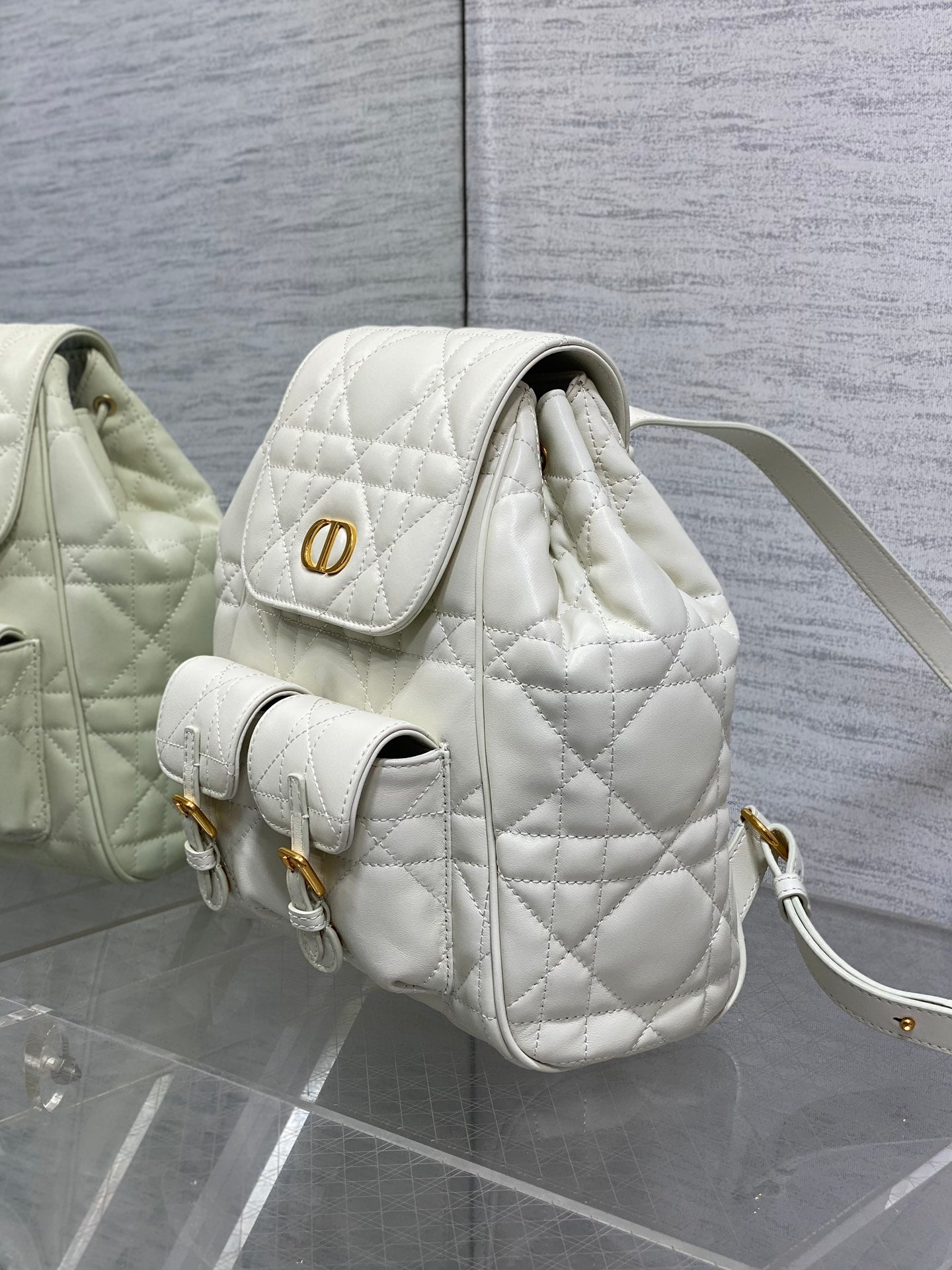 Caro Quilted Lambskin Backpack - Autumn Winter Collection with Antique Gold Handle & Drawstring Closure (23cm Dual-Pocket Knapsack)