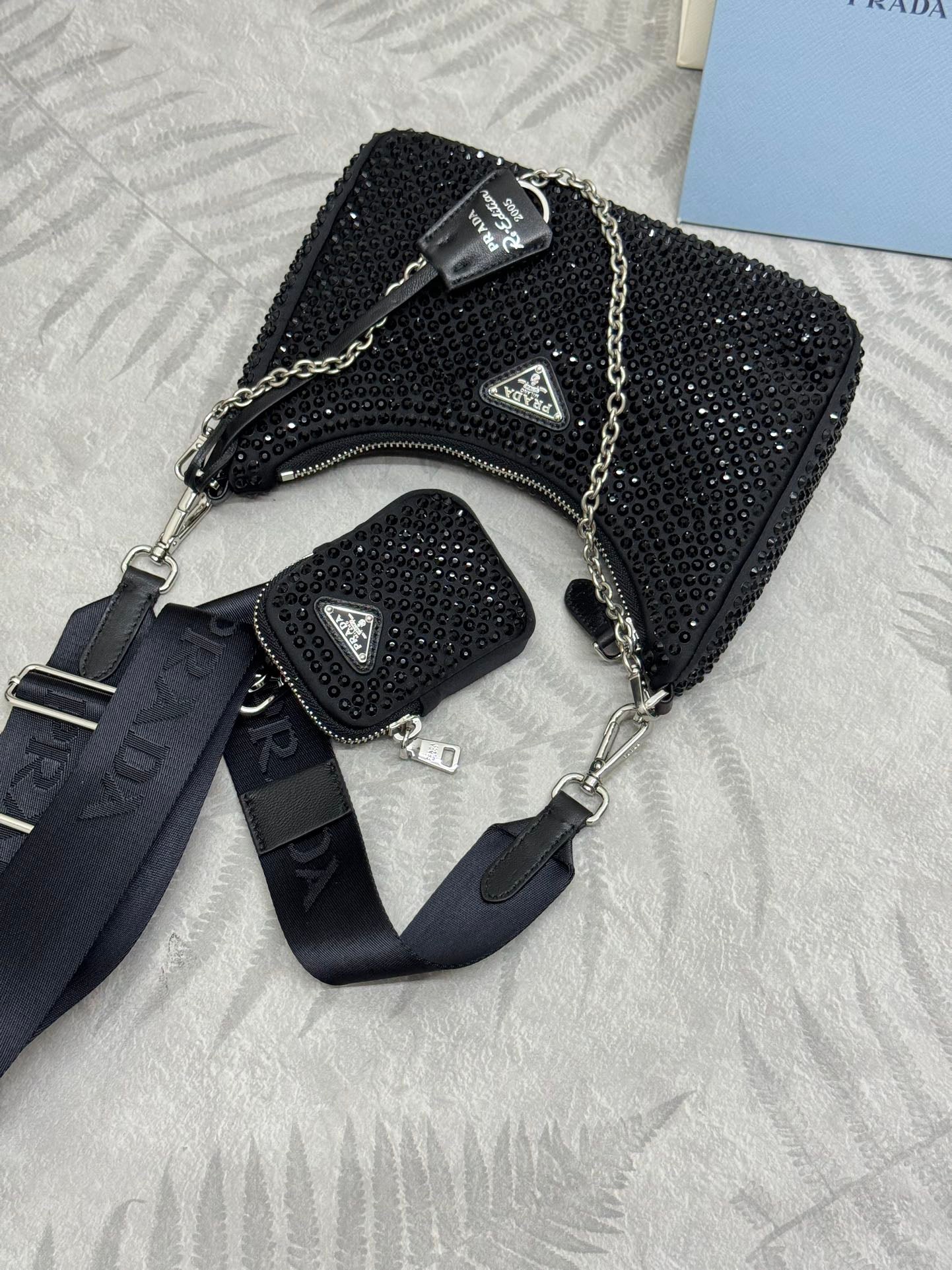 3-in-1 Sparkling Crystal Crossbody Bag | Bling Bling Night Glow with Detachable Mini Pouch