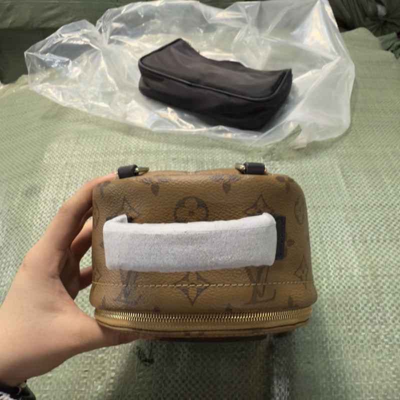 Louis Vuitton 2017 Early Spring Monogram Backpack Mini Double Bag 16x21x10cm Calfskin Trim Engraved Zippers Luxury Functional Urban Travel Backpack