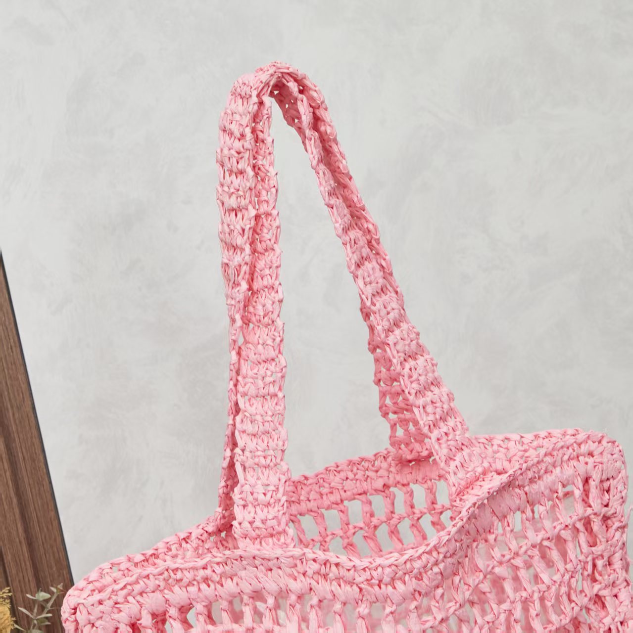 🔥 Deconstructed Raffia Tote Bag | Embroidered Prada Triangle Logo | Lightweight Summer Essential