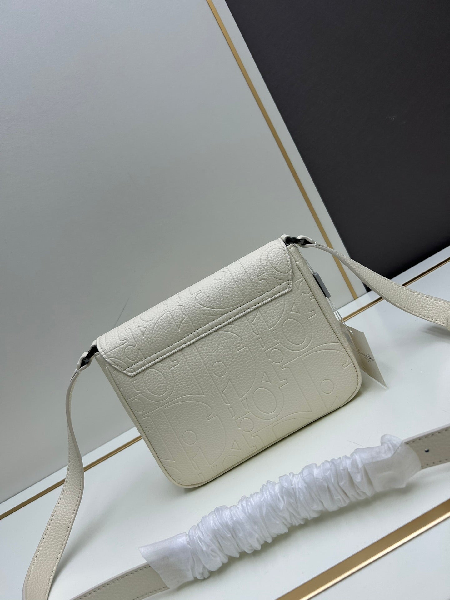 Dior Men's 2024 Fall Messenger Bag|Magnetic Flap & Adjustable Strap|Gravity Embossed Leather|Luxury Crossbody Bag with Dust Cover