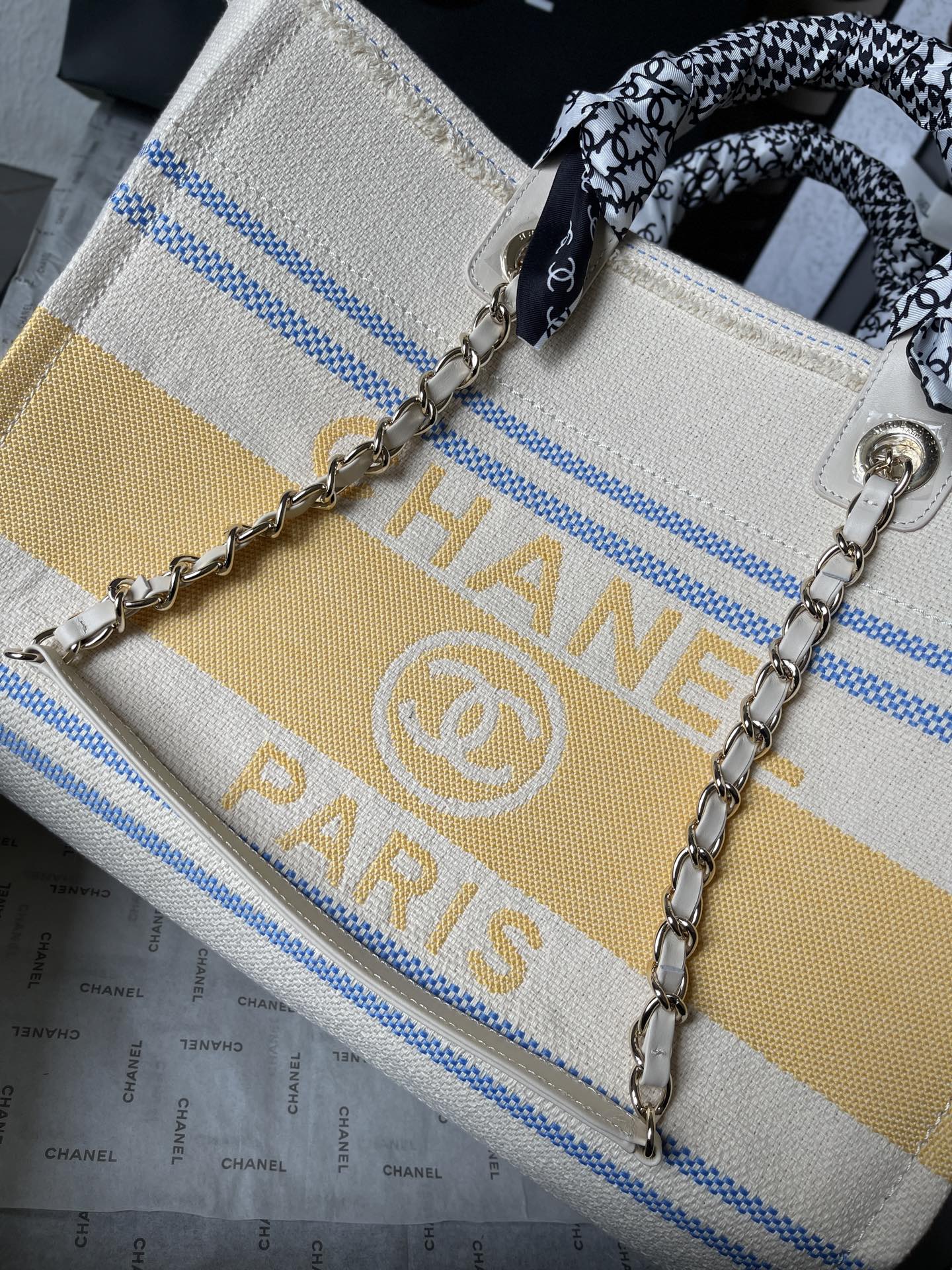 Chanel 2025 Apricot Beach Tote | Mother & Baby Canvas Bag with Leather Handles | Spacious 38×32×18cm Travel Shopper