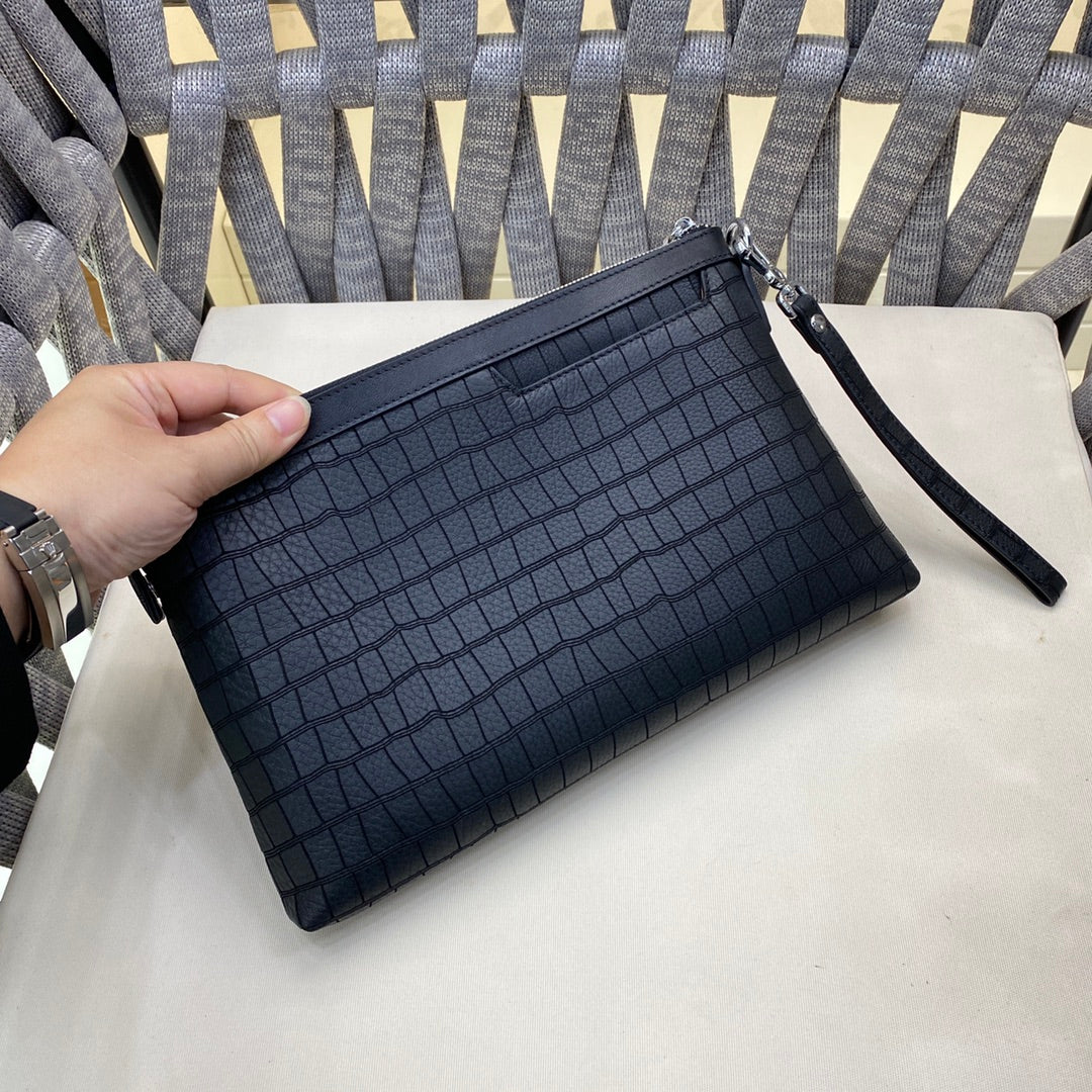💰 Luxury Genuine Leather Clutch Bag - Premium Lining & Craftsmanship | 29cm Designer Envelope Bag | Black Gift Box