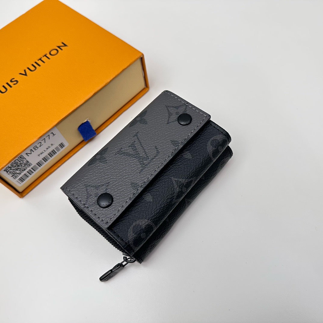 Louis Vuitton Zipped Organizer in Monogram Eclipse Reverse - Compact Travel Wallet for Men | 10.5 x 7 x 3 cm