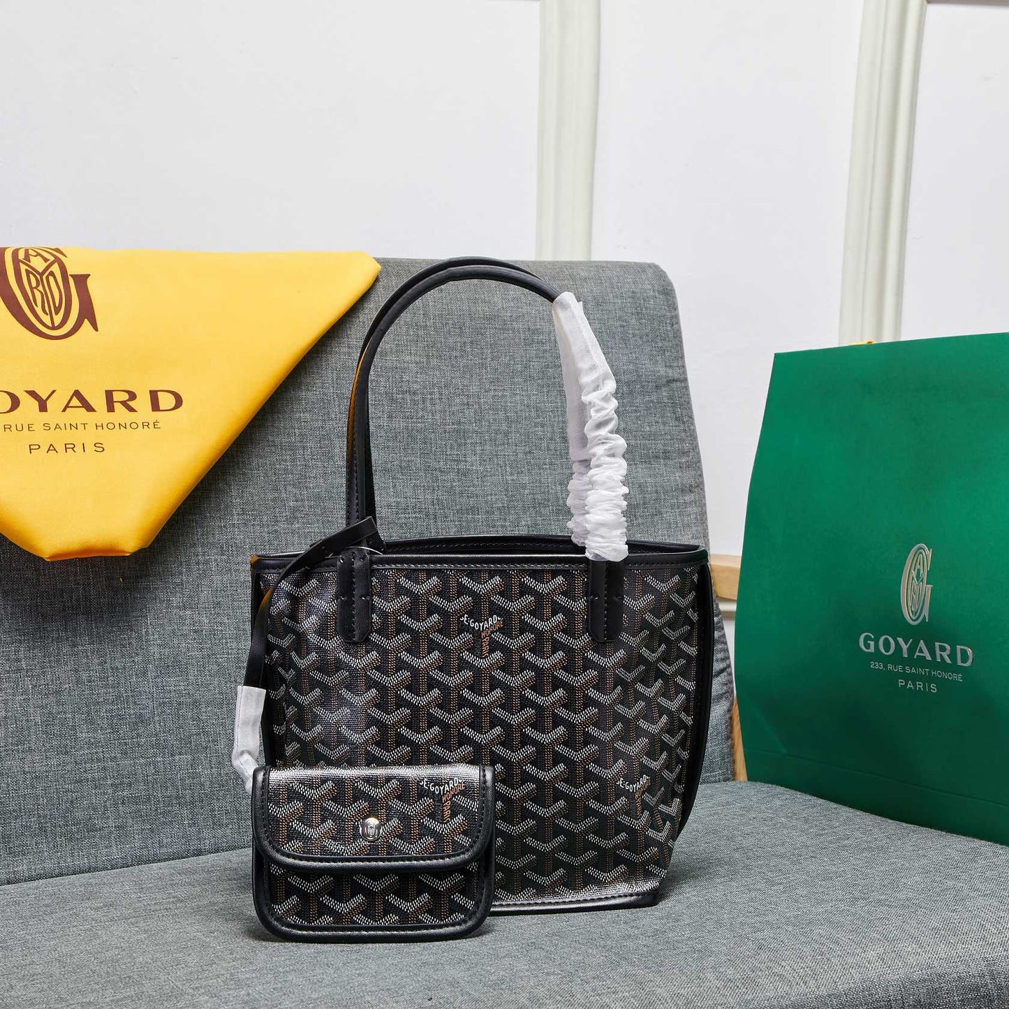 Goyard-Style Dual-Sided Mini Reversible Tote Bag – Premium Full-Grain Leather & Linen, Top-Quality Luxury Shopping Bag with Stainless Steel Hardware