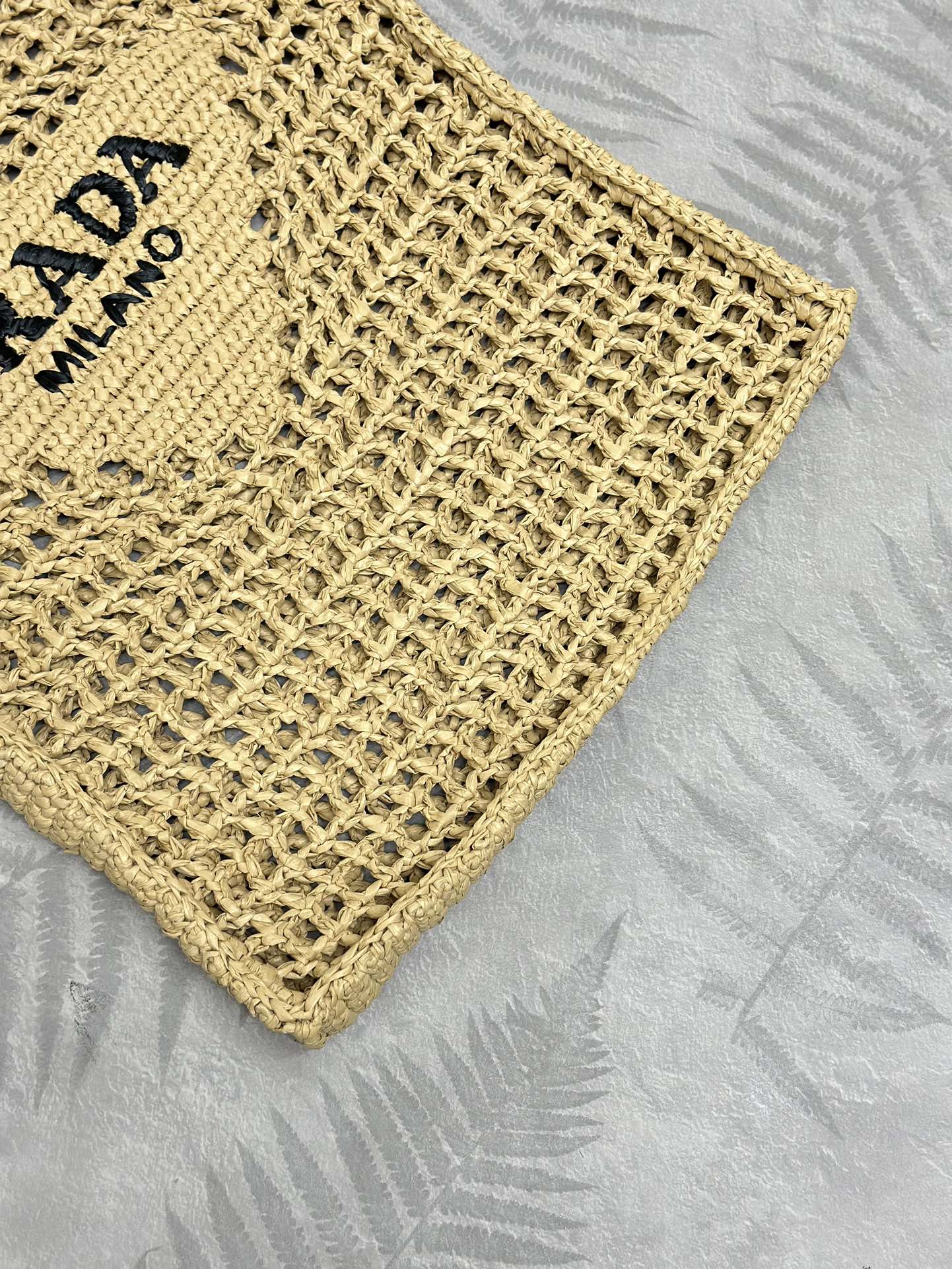 🌿 Designer Raffia Tote Bag - Deconstructed Style + Embroidered Triangle Logo | 38cm Lightweight Beach & Office Bag
