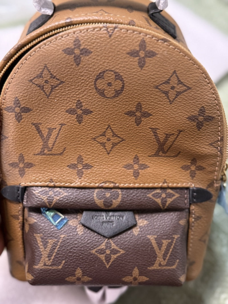 Louis Vuitton 2017 Early Spring Monogram Backpack Mini Double Bag 16x21x10cm Calfskin Trim Engraved Zippers Luxury Functional Urban Travel Backpack