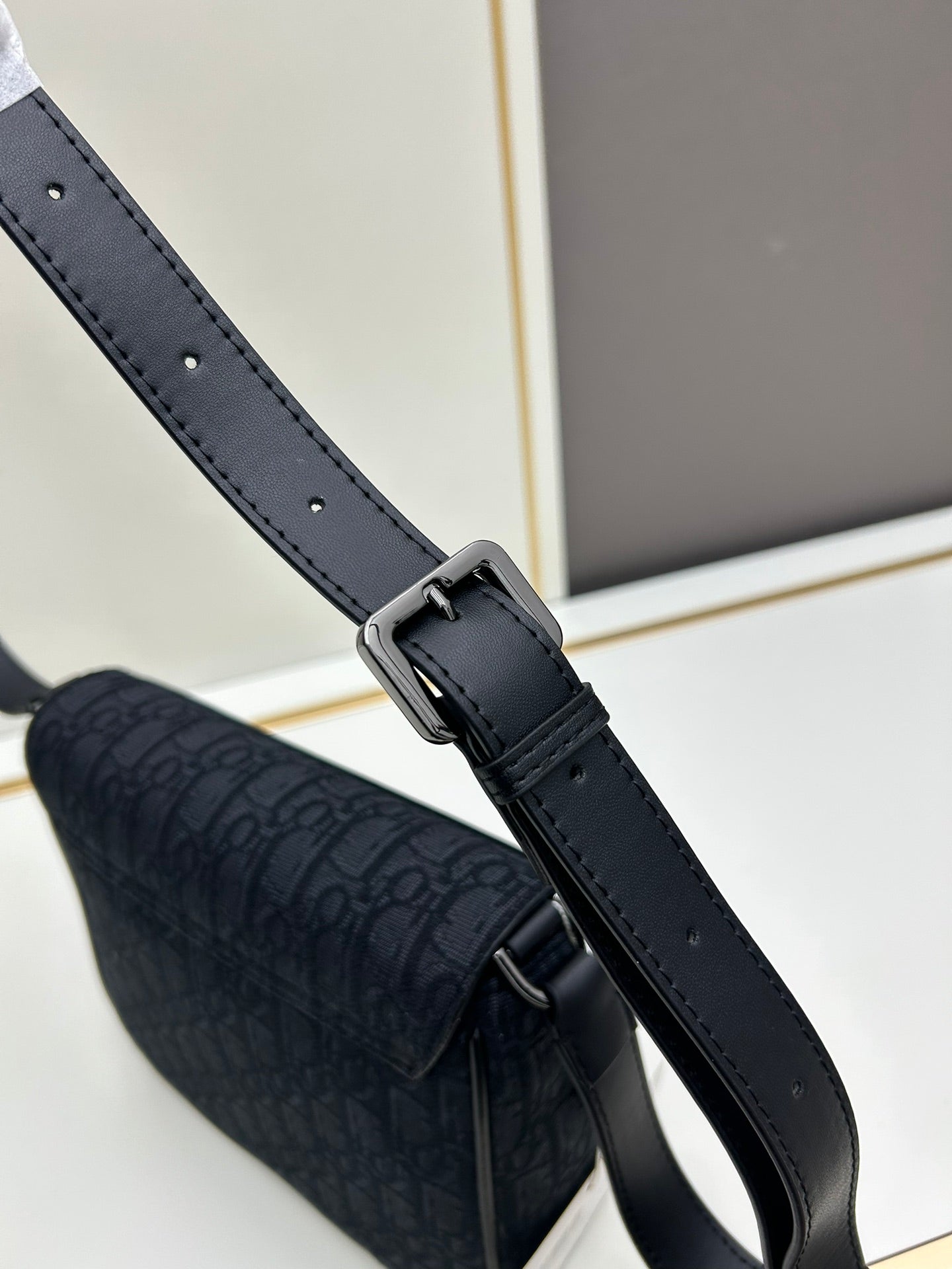 Dior Men's 2024 Fall Messenger Bag|Magnetic Flap & Adjustable Strap|Gravity Embossed Leather|Luxury Crossbody Bag with Dust Cover