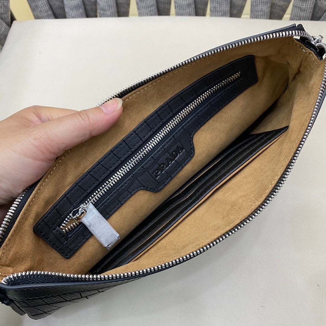 💰 Luxury Genuine Leather Clutch Bag - Premium Lining & Craftsmanship | 29cm Designer Envelope Bag | Black Gift Box