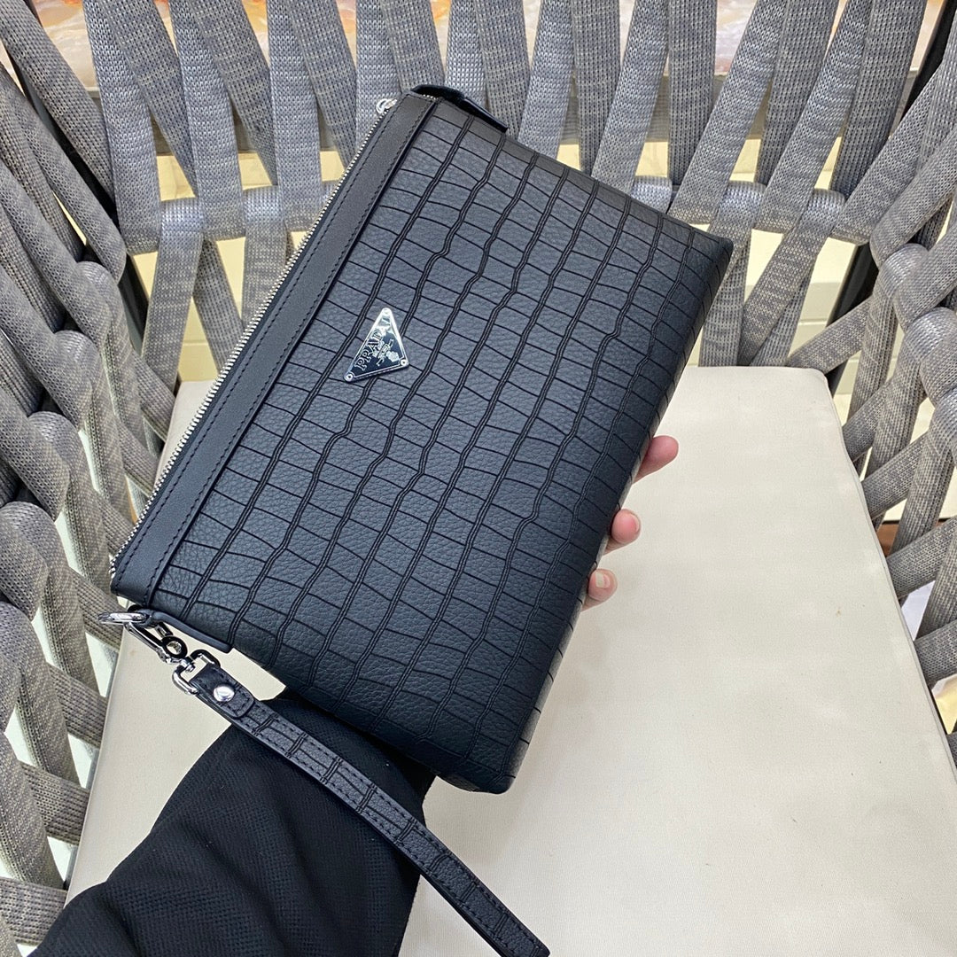 💰 Luxury Genuine Leather Clutch Bag - Premium Lining & Craftsmanship | 29cm Designer Envelope Bag | Black Gift Box