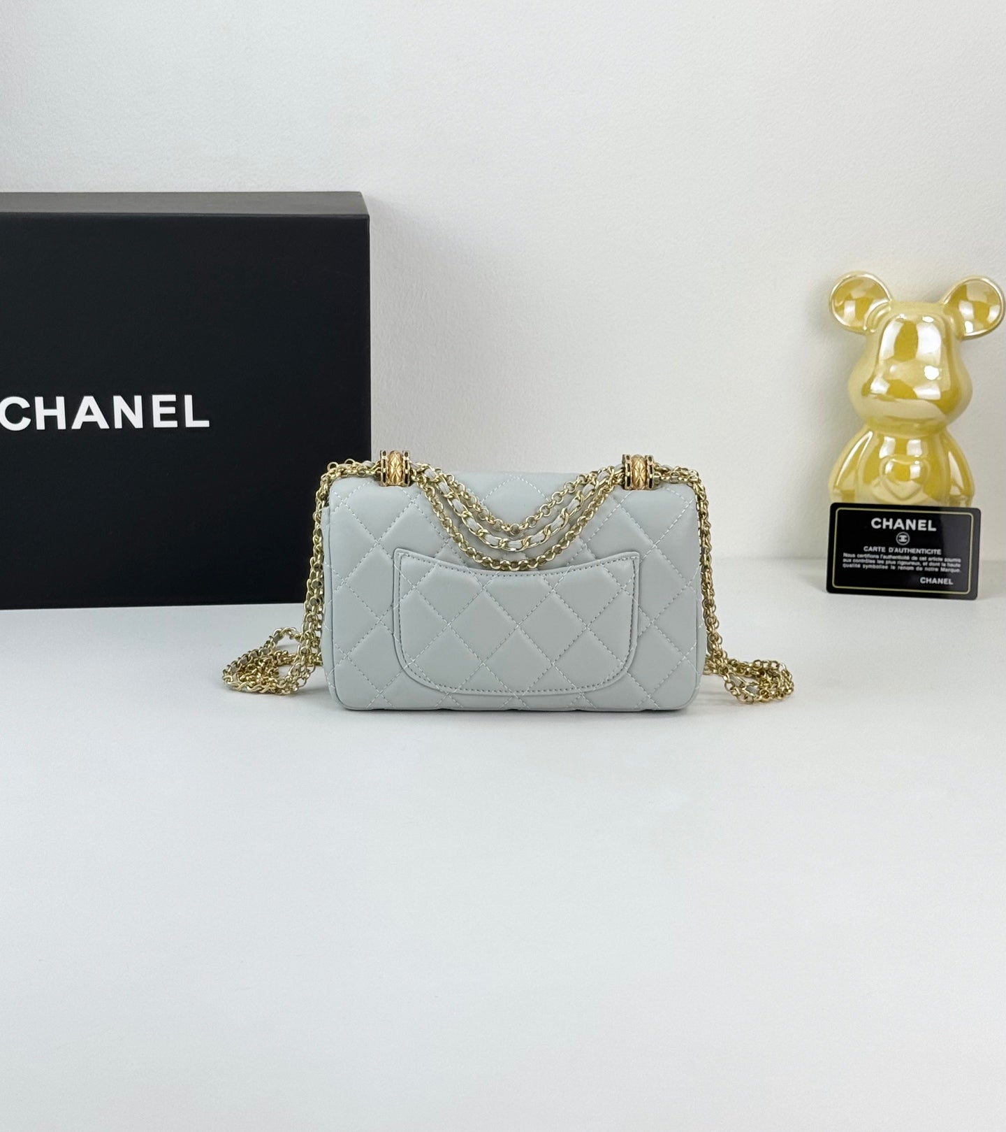 Chanel 24A Black Gold Fringe Chain Flap Bag|Double Gold Bead Classic Design|18cm Luxury Crossbody Bag