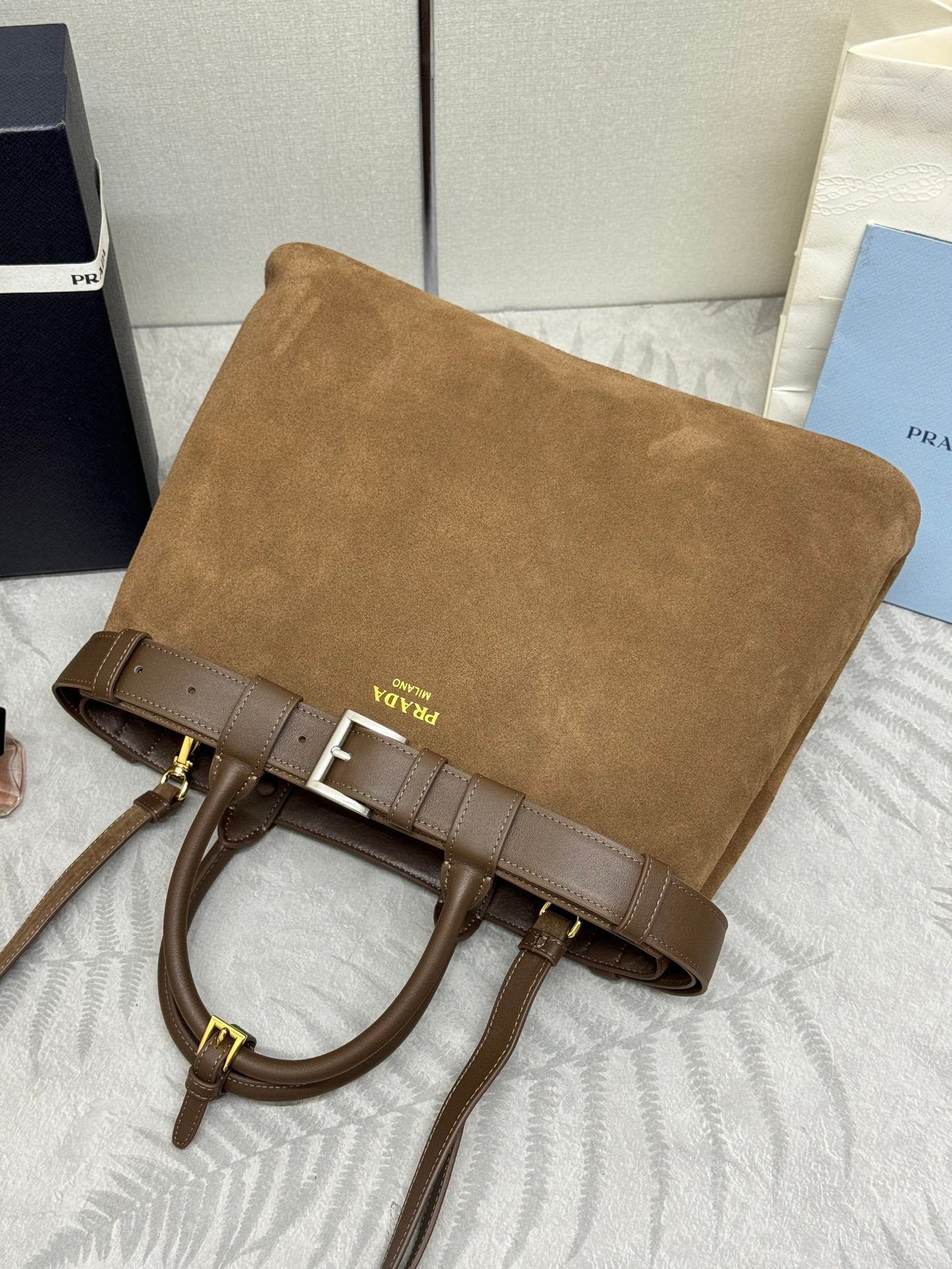 ๐ New Large Tote Bag - Premium Suede & Lambskin Women's Handbag | Detachable Adjustable Strap + Extra Band | 38cm Minimalist Shoulder Bag