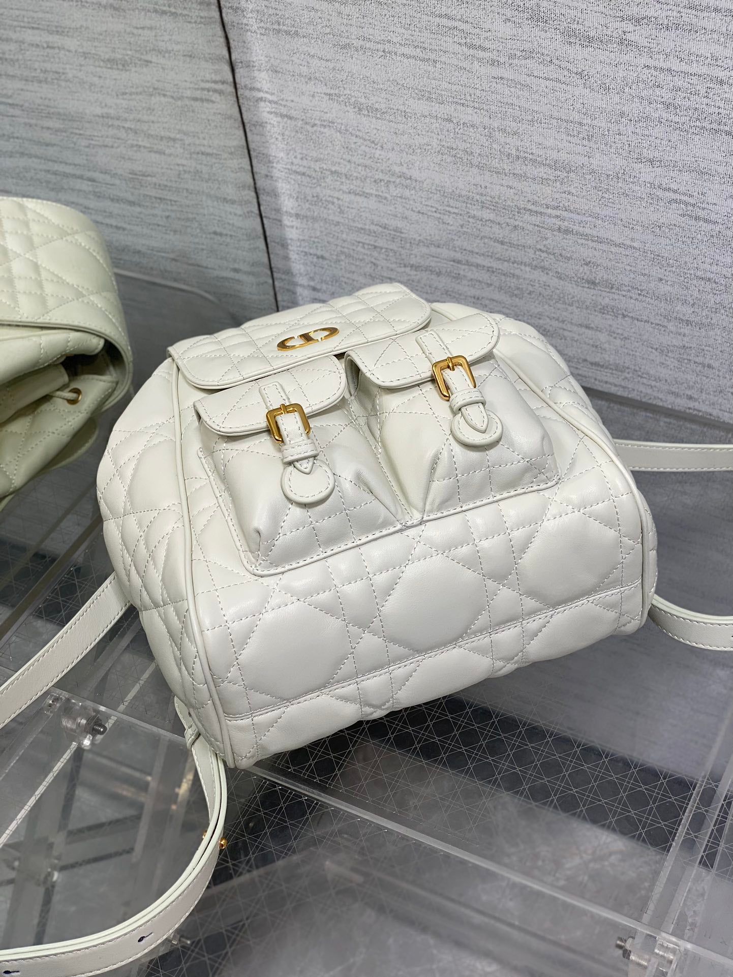 Caro Quilted Lambskin Backpack - Autumn Winter Collection with Antique Gold Handle & Drawstring Closure (23cm Dual-Pocket Knapsack)