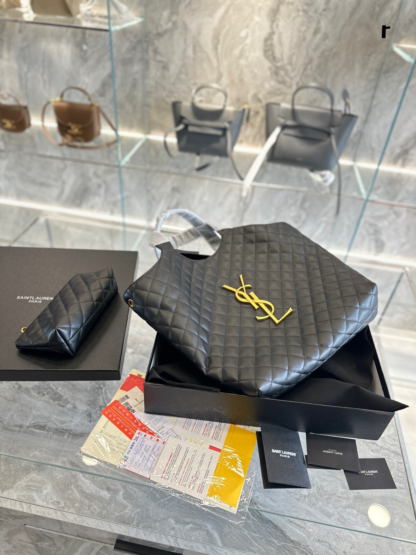 SAINT LAURENT YSL Oversized Logo Tote Bag | 40cm Power Silhouette | Minimalist Commuter Essential