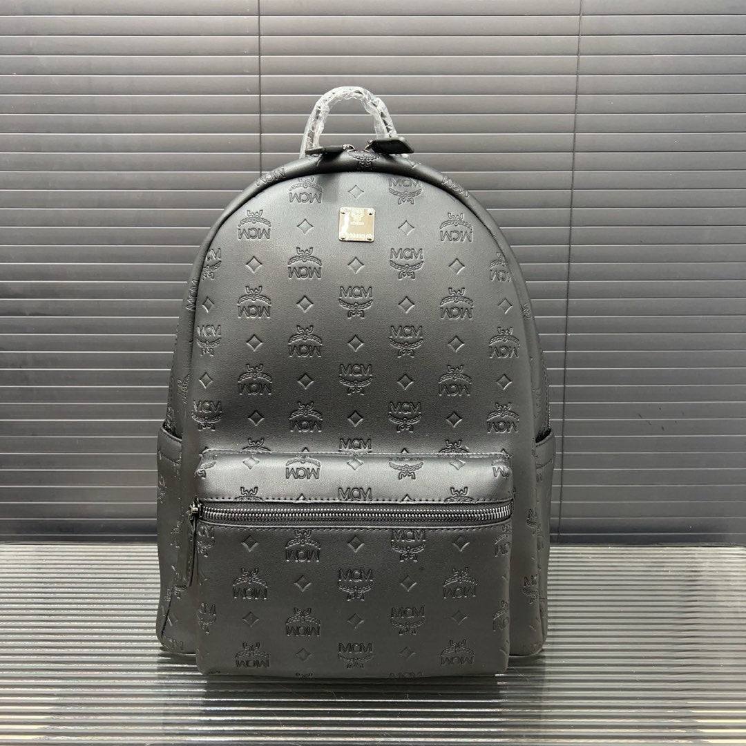 McM Stark Visetos Oversized Backpack | 2K Gold-Plated Rivets & Vintage Monogram Coated Canvas | Unisex Cognac Brown | 40CM Luxury Travel Bag