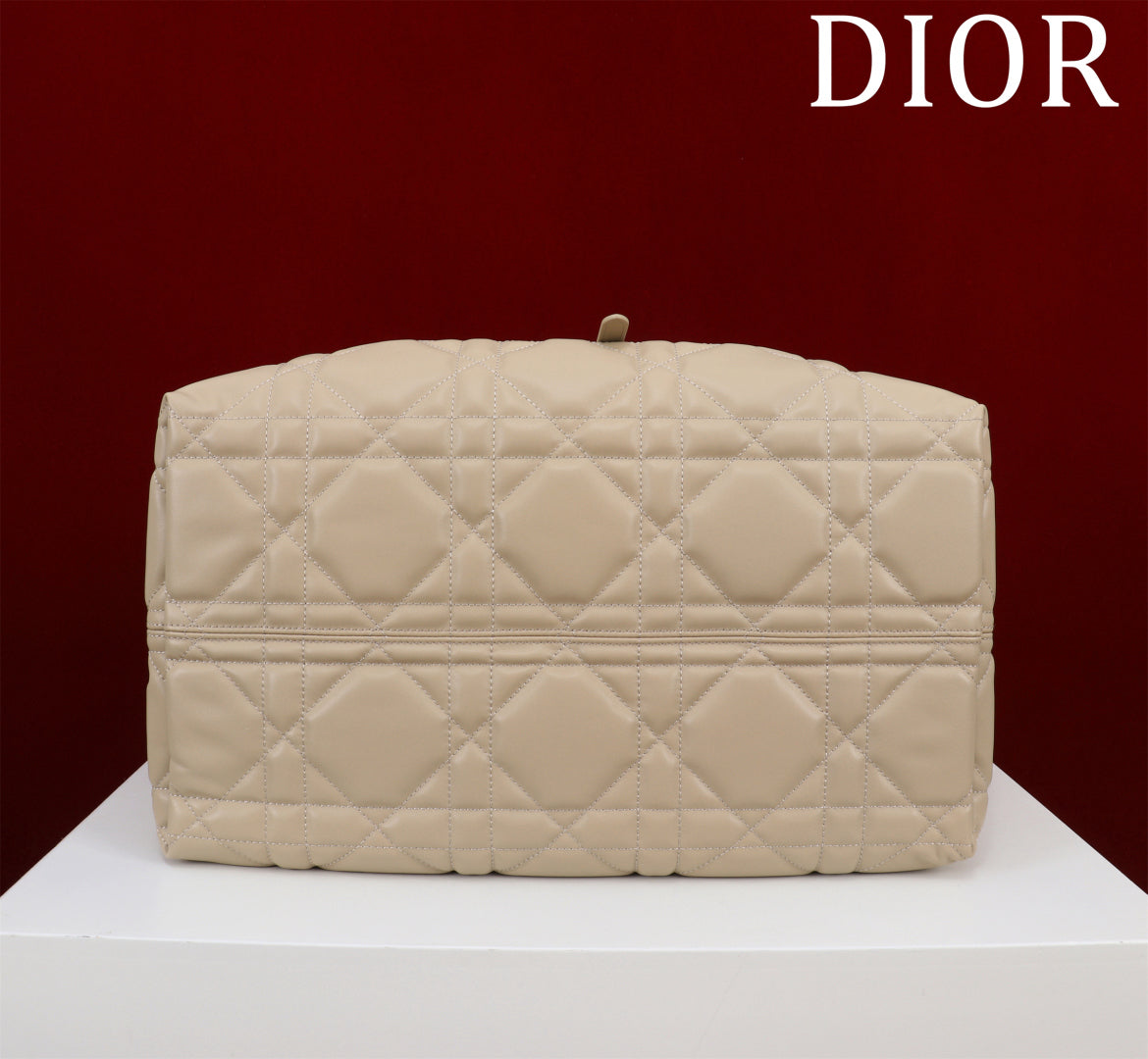 Beige Calfskin Tote Bag|Drawstring Closure & Detachable Pouch|Adjustable Leather Handles|Medium 28.5×21.5×19cm