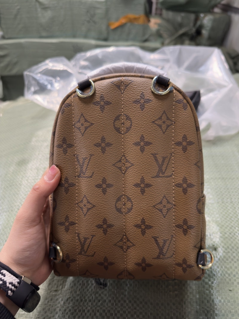 Louis Vuitton 2017 Early Spring Monogram Backpack Mini Double Bag 16x21x10cm Calfskin Trim Engraved Zippers Luxury Functional Urban Travel Backpack