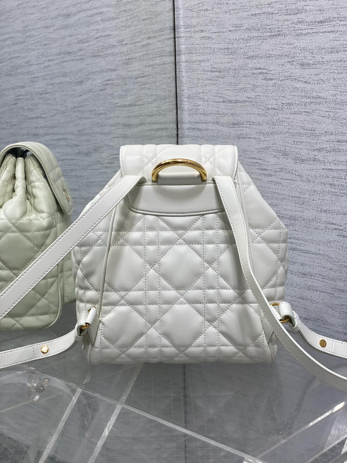 Caro Quilted Lambskin Backpack - Autumn Winter Collection with Antique Gold Handle & Drawstring Closure (23cm Dual-Pocket Knapsack)