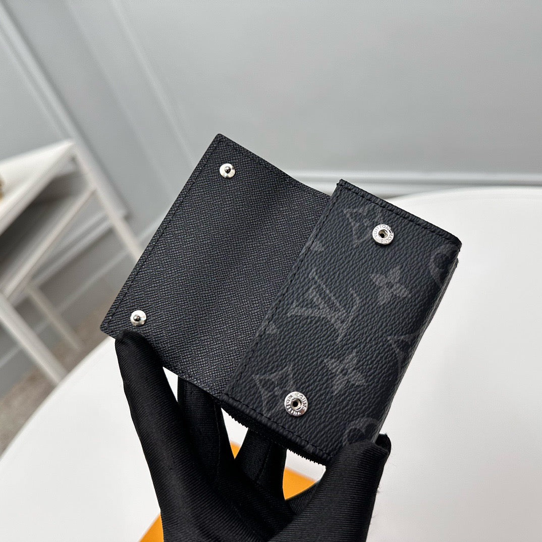 Louis Vuitton Zipped Organizer in Monogram Eclipse Reverse - Compact Travel Wallet for Men | 10.5 x 7 x 3 cm