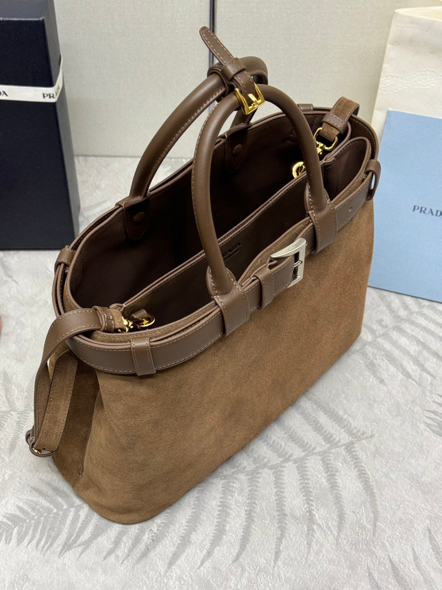 ๐ New Large Tote Bag - Premium Suede & Lambskin Women's Handbag | Detachable Adjustable Strap + Extra Band | 38cm Minimalist Shoulder Bag