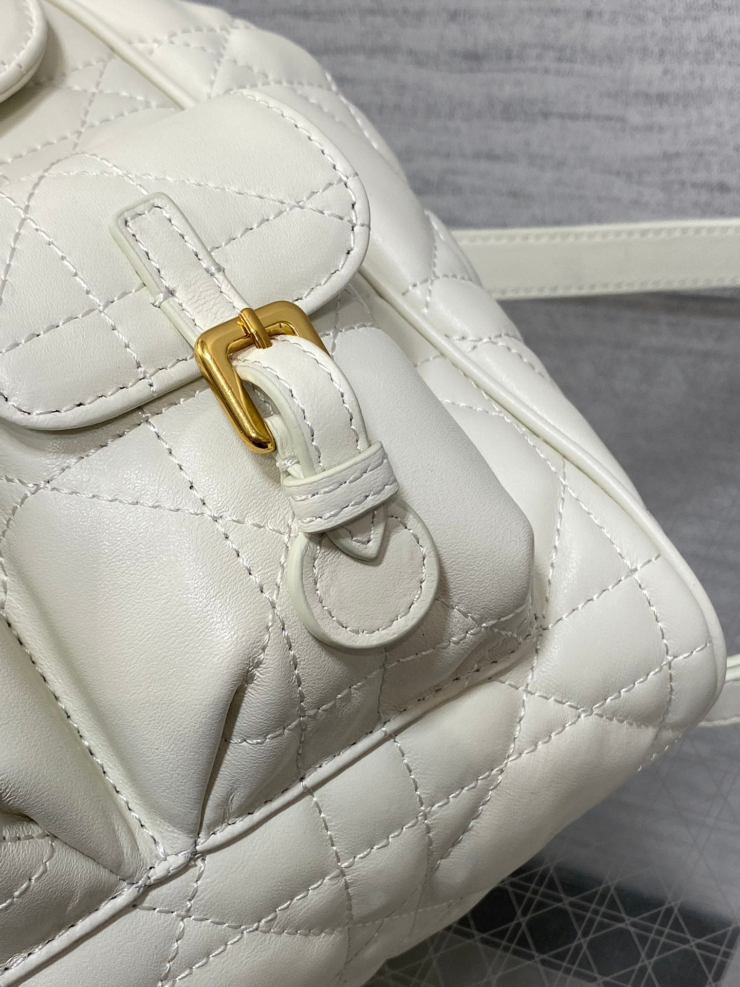 Caro Quilted Lambskin Backpack - Autumn Winter Collection with Antique Gold Handle & Drawstring Closure (23cm Dual-Pocket Knapsack)
