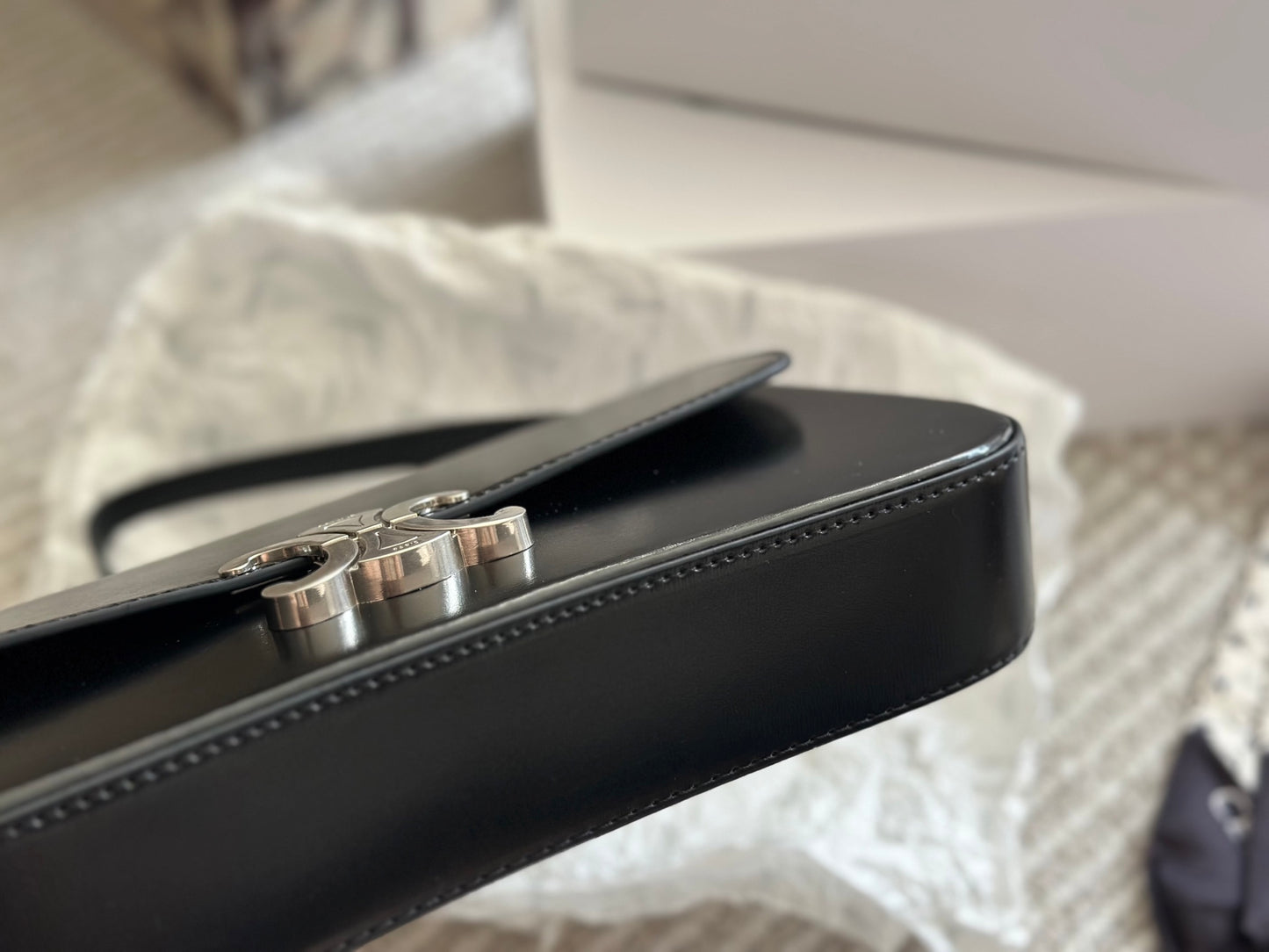 Céline Lola Black Silver Handbag | 2023 Runway Edition | Sleek Silver Hardware | 28x12cm Chic Evening Bag