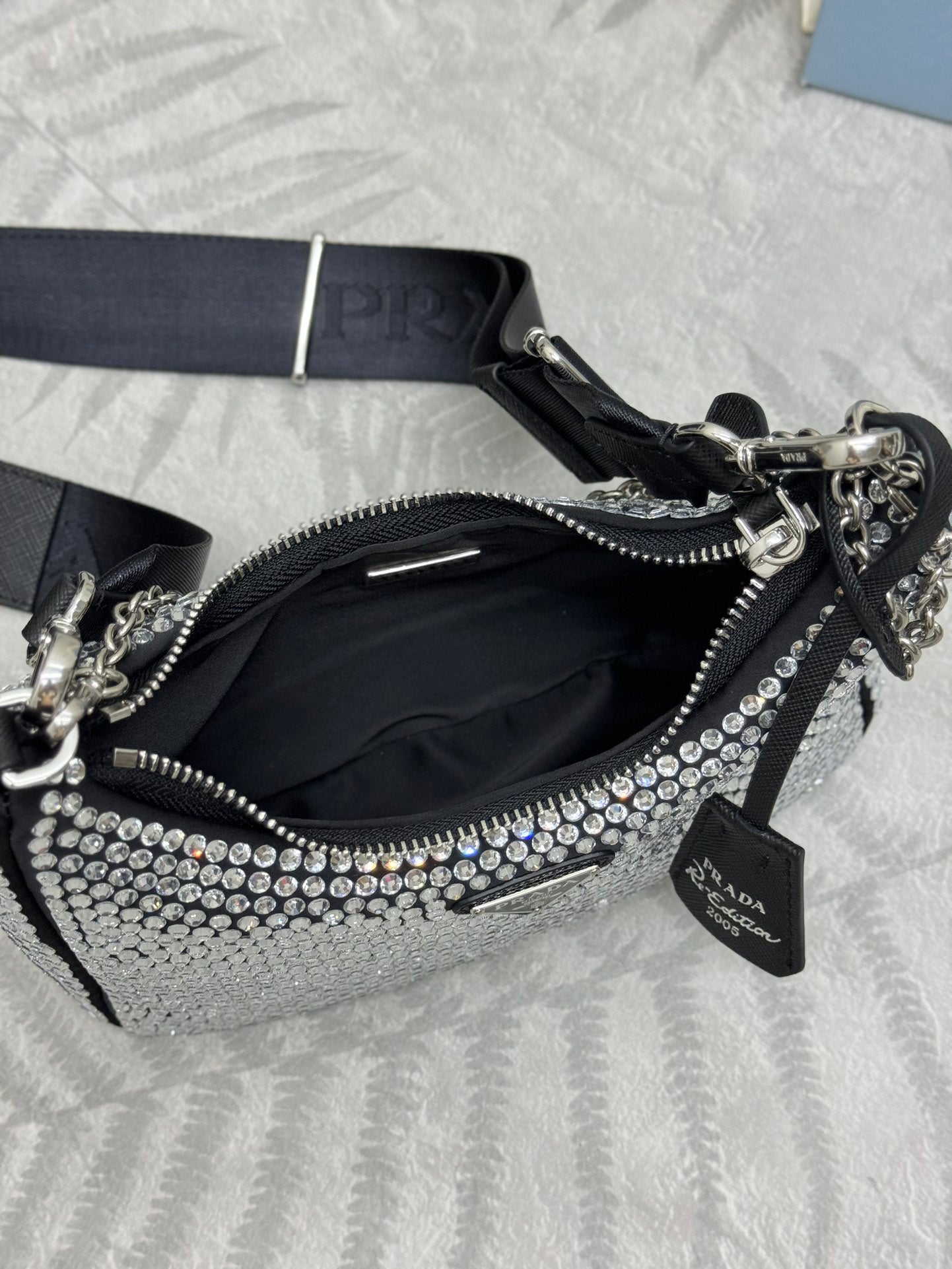 💎 Crystal Mesh 3-in-1 Bag|22×16×6cm Bling Chain Purse w/ Detachable Pouch