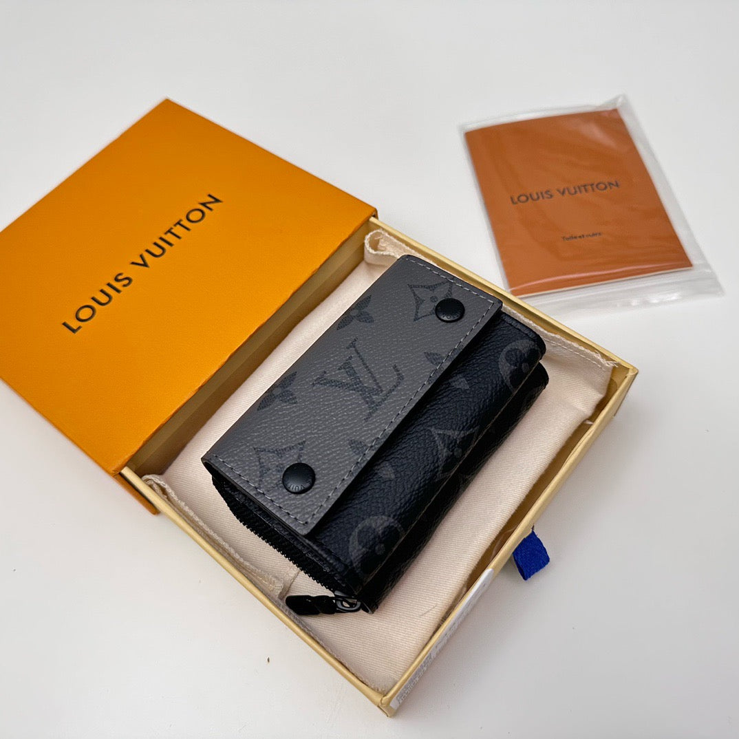 Louis Vuitton Zipped Organizer in Monogram Eclipse Reverse - Compact Travel Wallet for Men | 10.5 x 7 x 3 cm