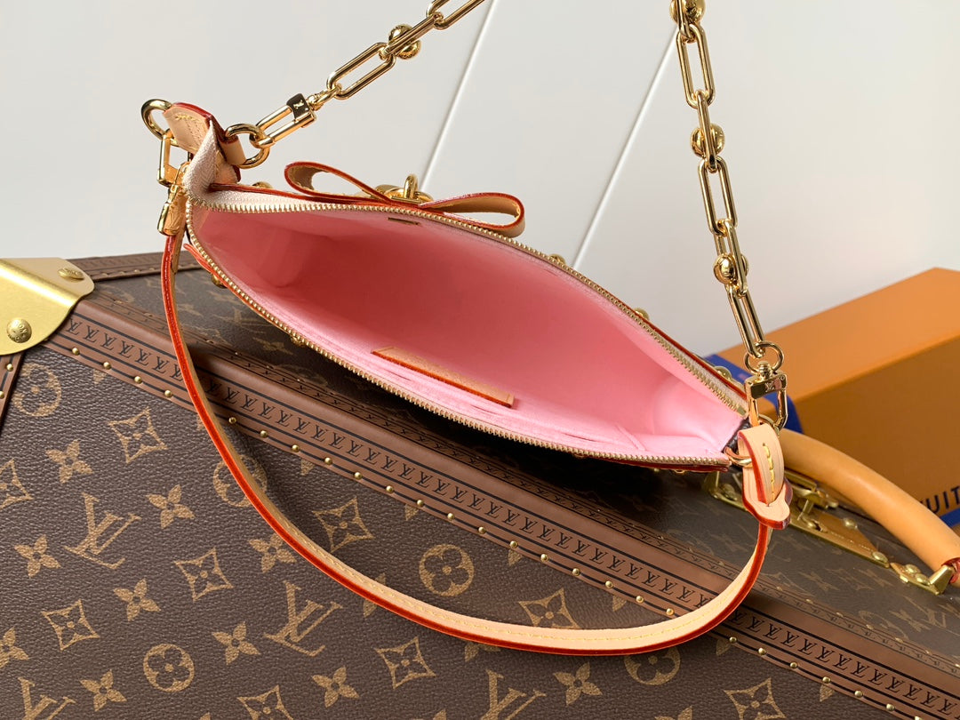 Louis Vuitton x Takashi Murakami Monogram Cherry Blossom Pochette Accessoires Bag with Detachable Chain & Leather Bow