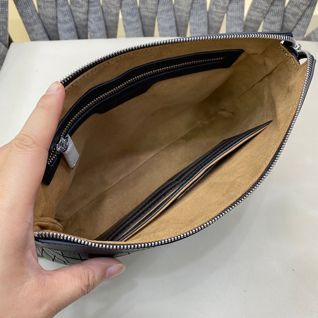💰 Luxury Genuine Leather Clutch Bag - Premium Lining & Craftsmanship | 29cm Designer Envelope Bag | Black Gift Box