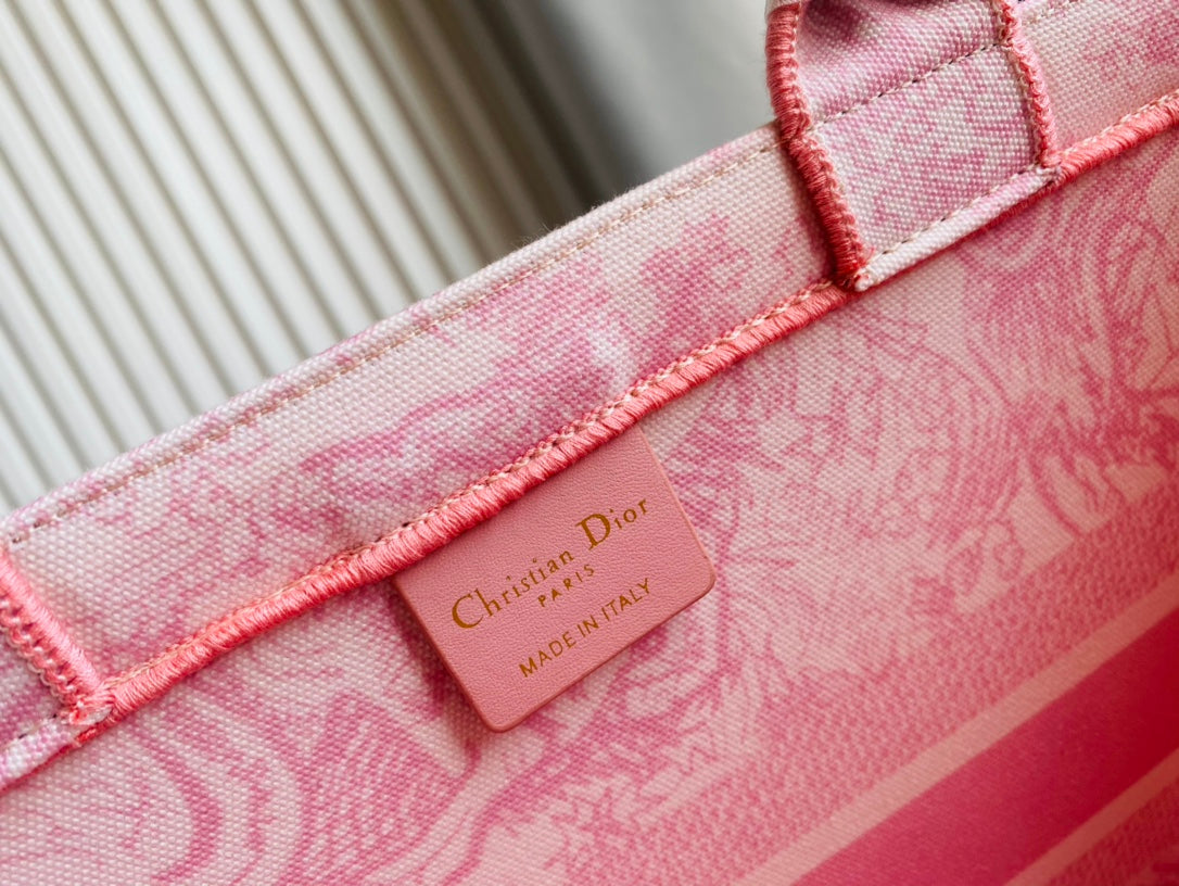 Dior Inspired Pink Tote Bag Elegant Printed Handbag with Large Capacity