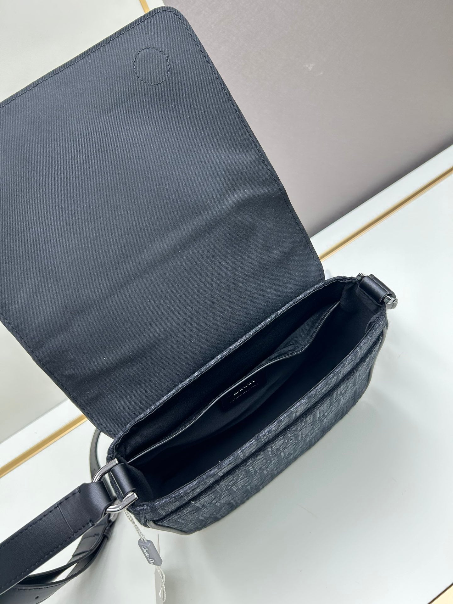 Dior Men's 2024 Fall Messenger Bag|Magnetic Flap & Adjustable Strap|Gravity Embossed Leather|Luxury Crossbody Bag with Dust Cover