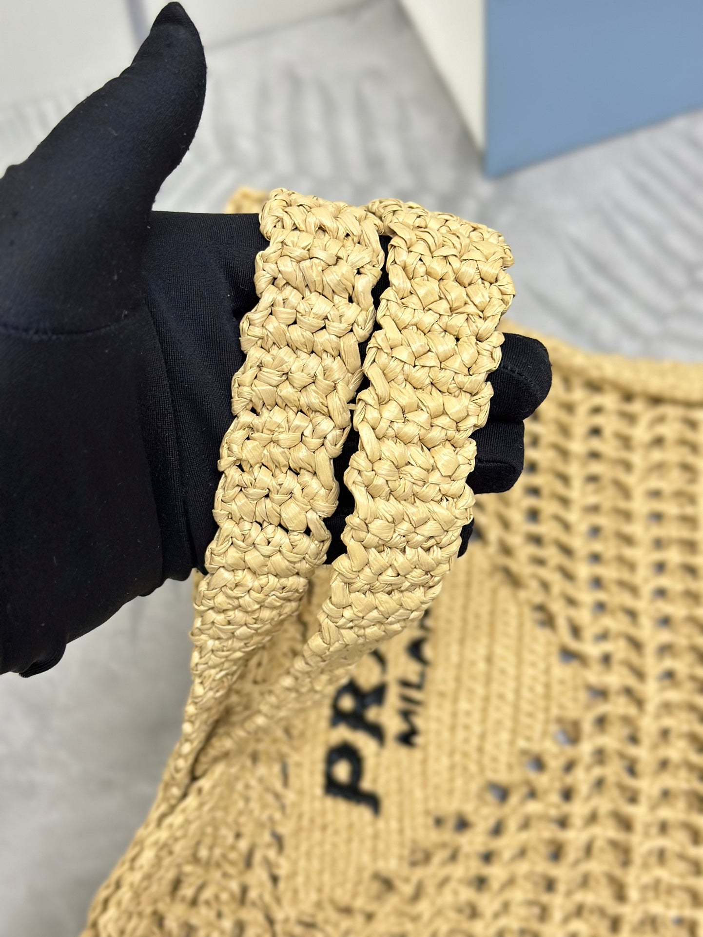 🌿 Designer Raffia Tote Bag - Deconstructed Style + Embroidered Triangle Logo | 38cm Lightweight Beach & Office Bag