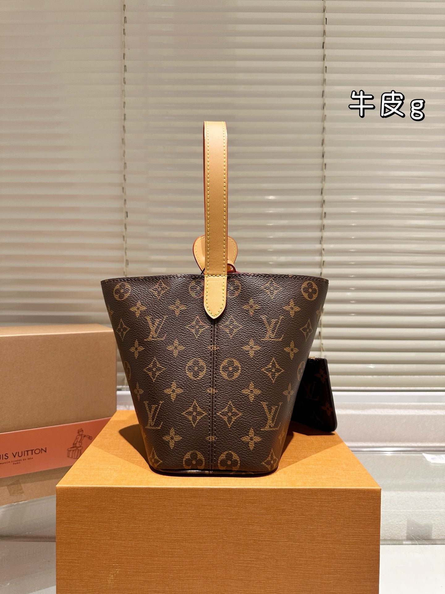 Louis Vuitton Monogram Cowhide Leather Bucket Bag with Coin Pouch Luxury Designer Handbag LV All In BB Monogram Canvas Includes Coin Pouch