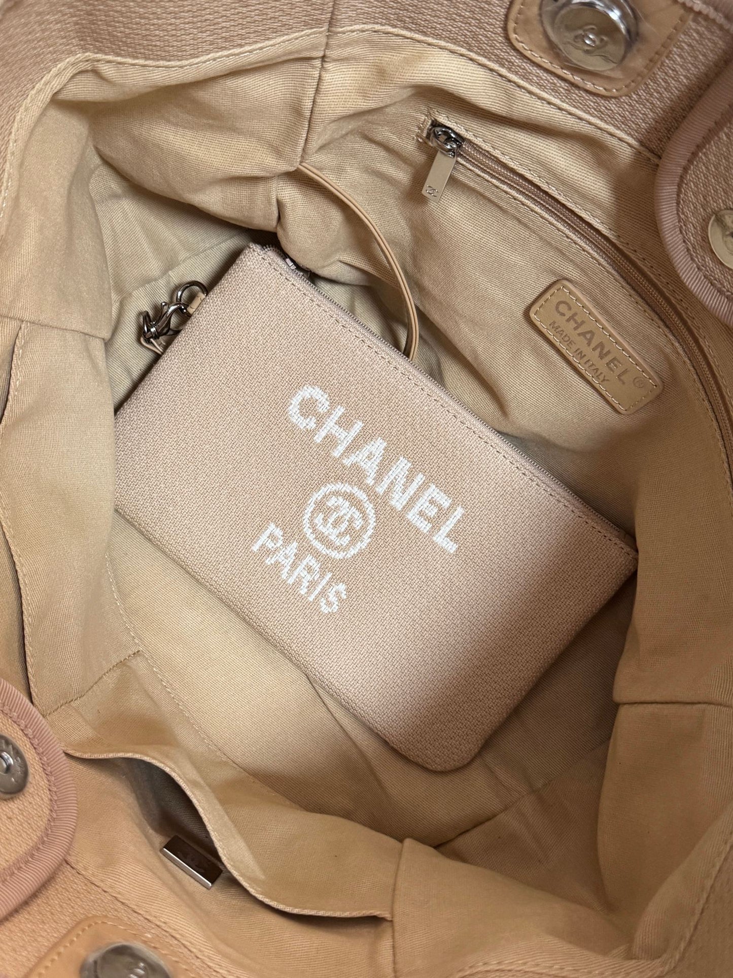 Chanel Seasonal Canvas Shopper Tote | Lightweight Large Beach Bag for Travel & Daily Use