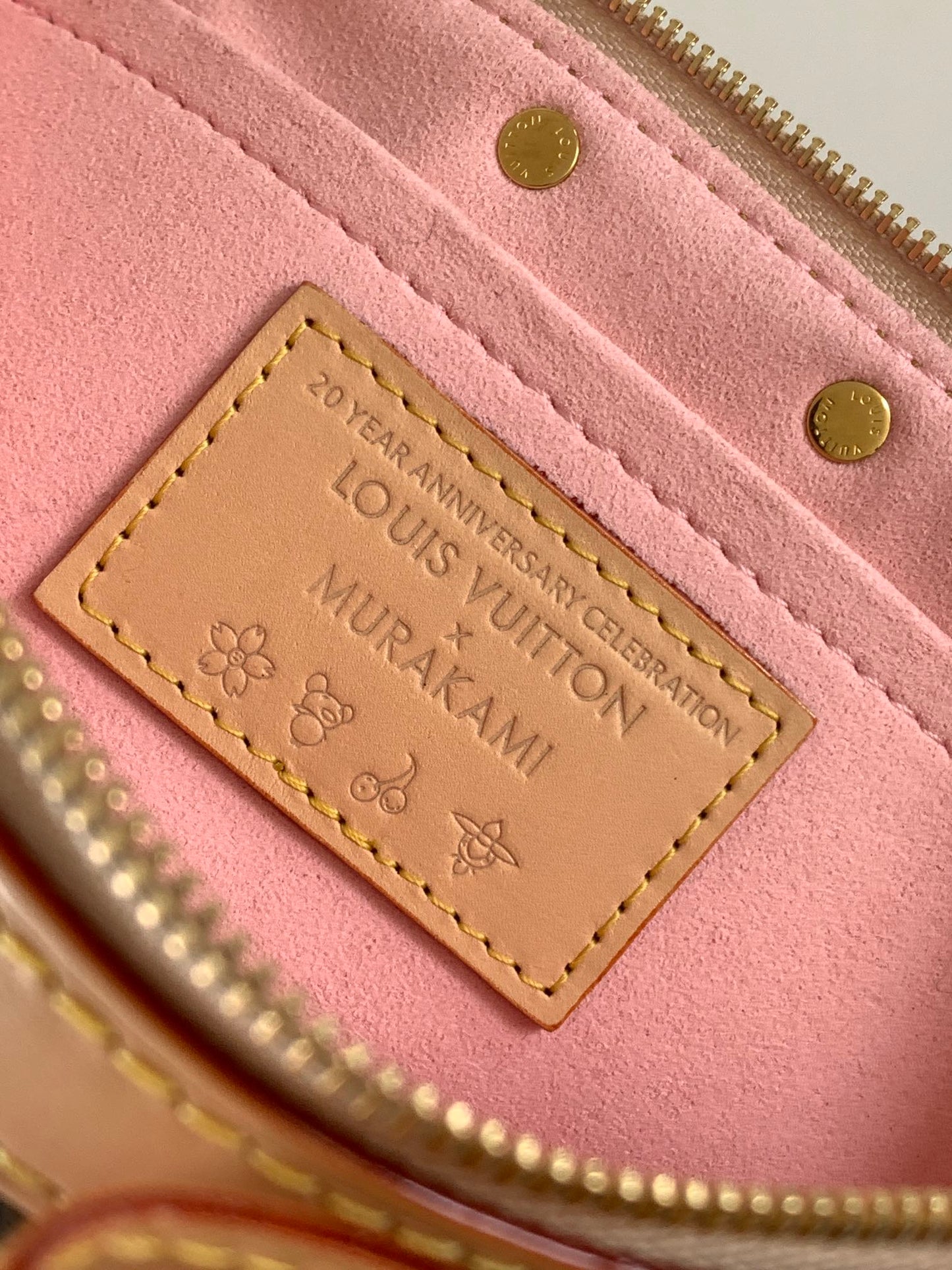 Louis Vuitton x Takashi Murakami Monogram Cherry Blossom Pochette Accessoires Bag with Detachable Chain & Leather Bow