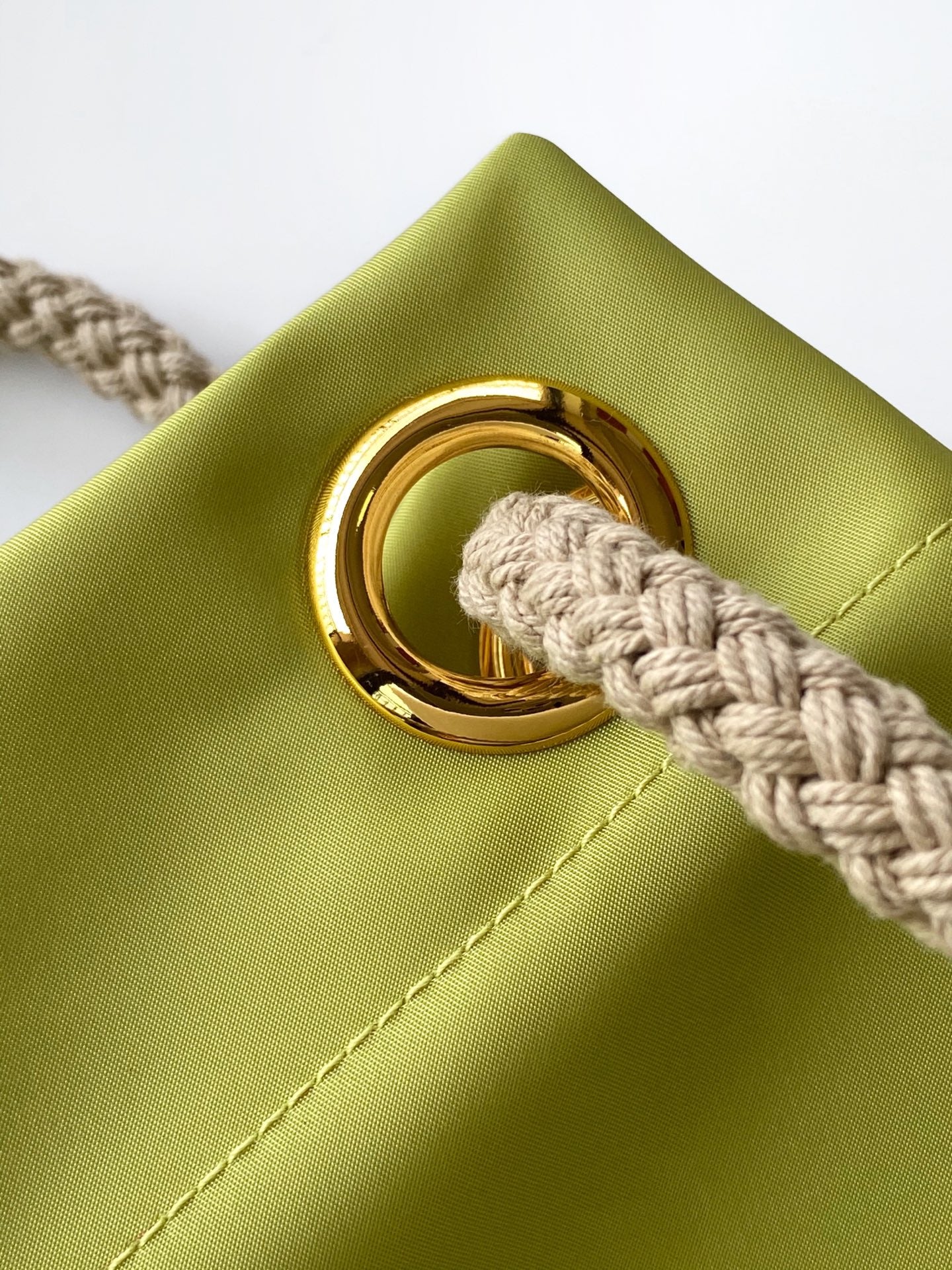 2025 Runway Recycled Nylon Bucket Bag 23.5x28x16.5cm - Slide Knot Handle & Enamel Triangle | Shoulder/Tote Convertible
