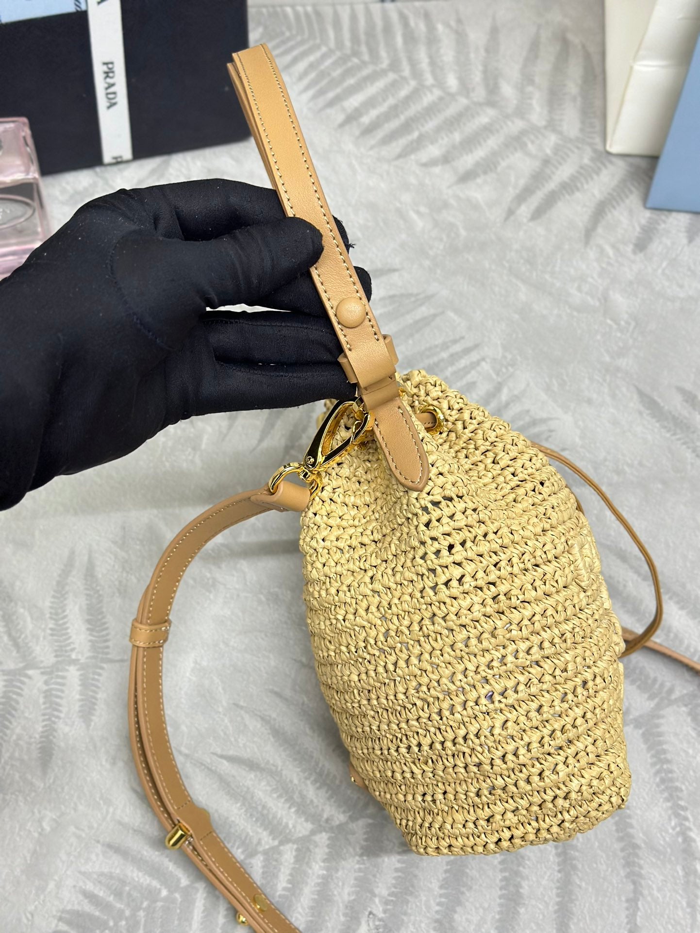 🎉 Handwoven Straw Bucket Bag - Boho Braided Design + 2 Adjustable Straps | 19cm Beach Summer Bag