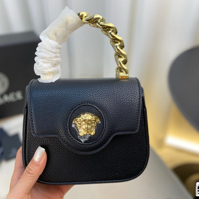 Versace La Medusa Top-Handle Bag – Iconic Medusa Head & Chunky Chain Handle | Compact Luxury for Everyday (17x14cm)