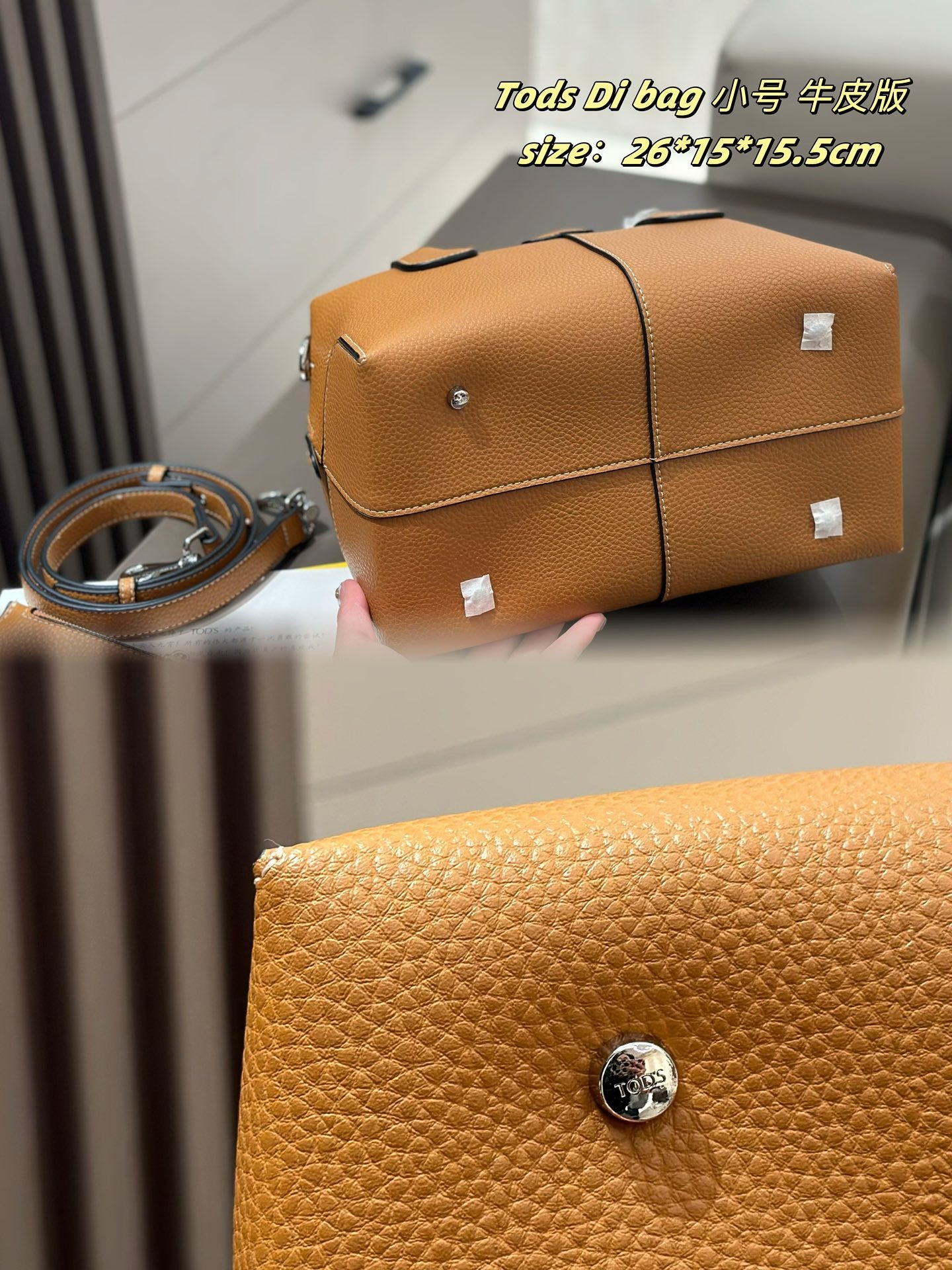 Tods Di Bag Mini Bauletto – Leather Bowling Bag with Foldable Box & Detachable Strap (26x15x15.5cm) | Timeless Italian Elegance