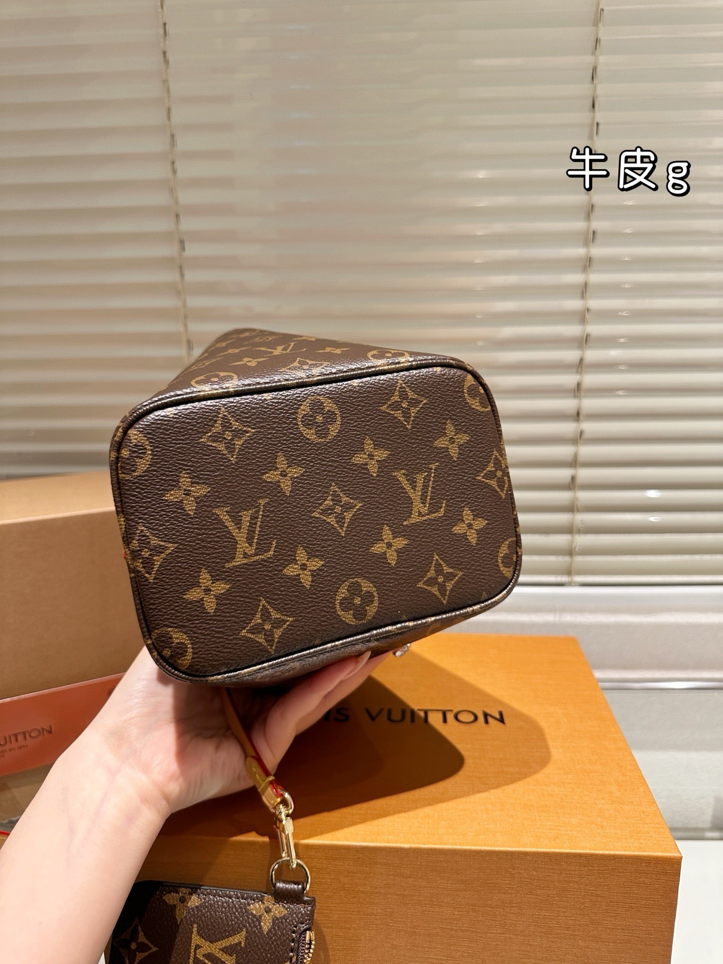 Louis Vuitton Monogram Cowhide Leather Bucket Bag with Coin Pouch Luxury Designer Handbag LV All In BB Monogram Canvas Includes Coin Pouch