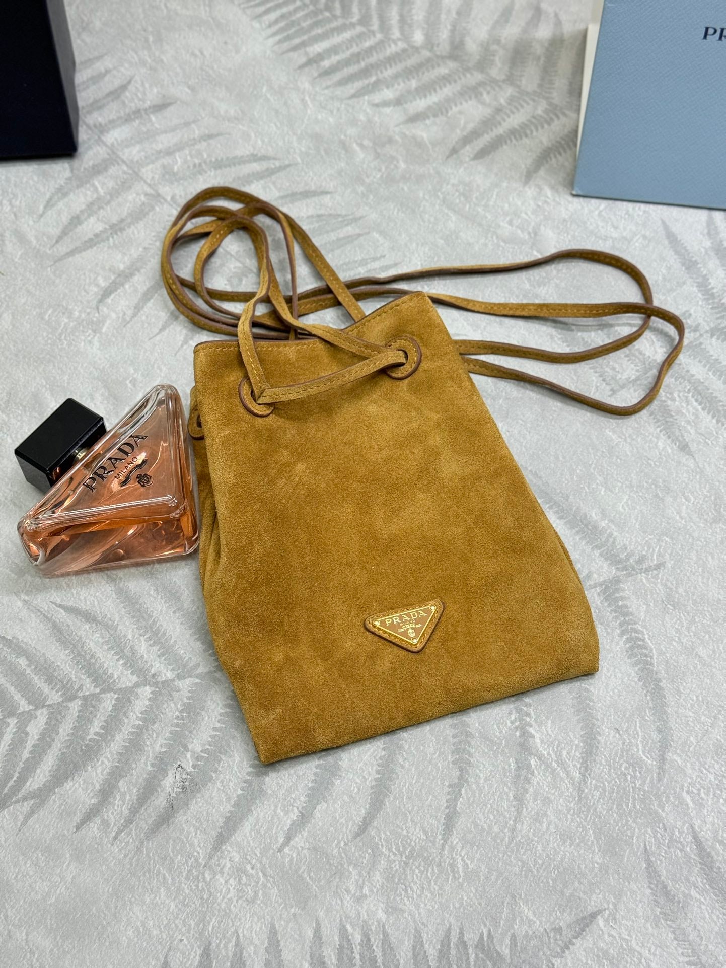 ๐ Mini Drawstring Crossbody Bag - Premium Suede & Lambskin | Dual Straps + Top Hardware | 20cm Cute Casual Purse