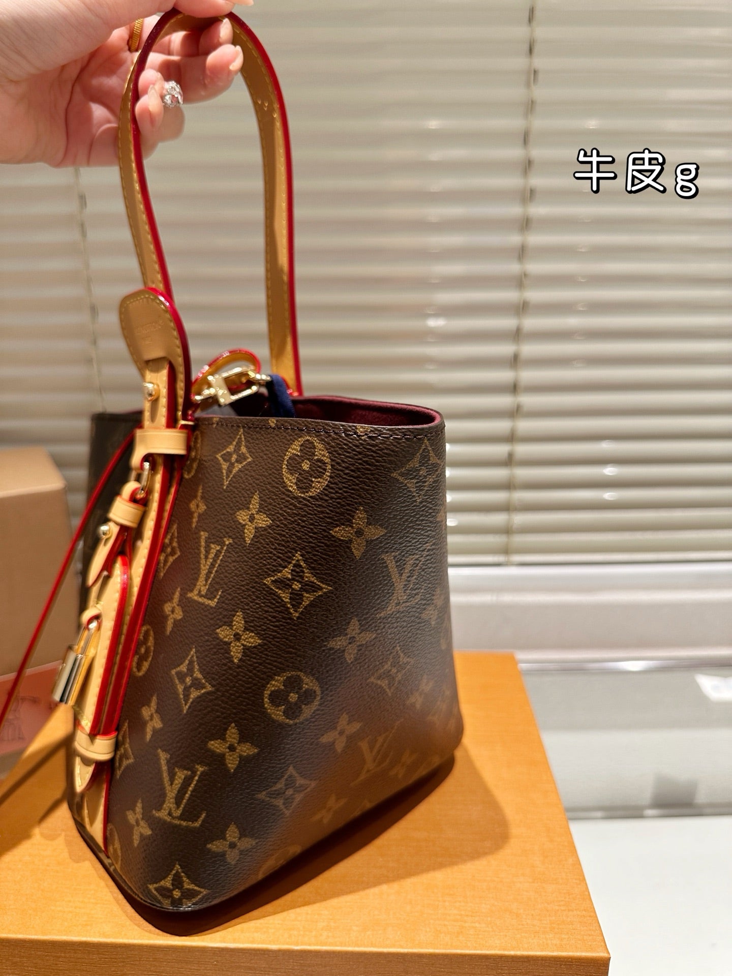 Louis Vuitton Monogram Cowhide Leather Bucket Bag with Coin Pouch Luxury Designer Handbag LV All In BB Monogram Canvas Includes Coin Pouch