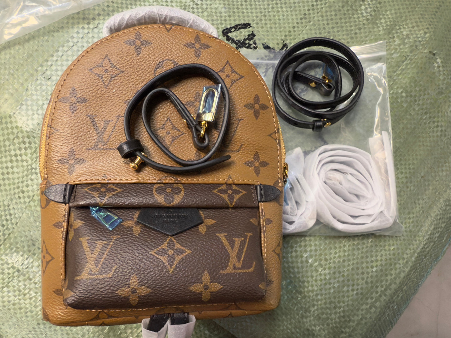 Louis Vuitton 2017 Early Spring Monogram Backpack Mini Double Bag 16x21x10cm Calfskin Trim Engraved Zippers Luxury Functional Urban Travel Backpack