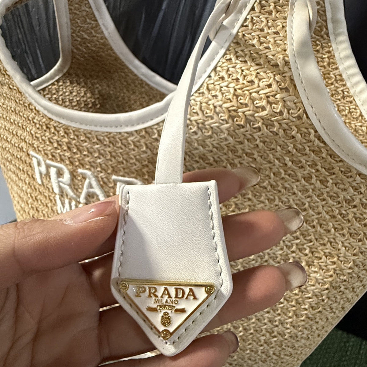 Prada Raffia Bucket Shoulder Bag Summer Woven Straw Tote 28x13x22cm Beach Vacation Essentials PRADA MILANO